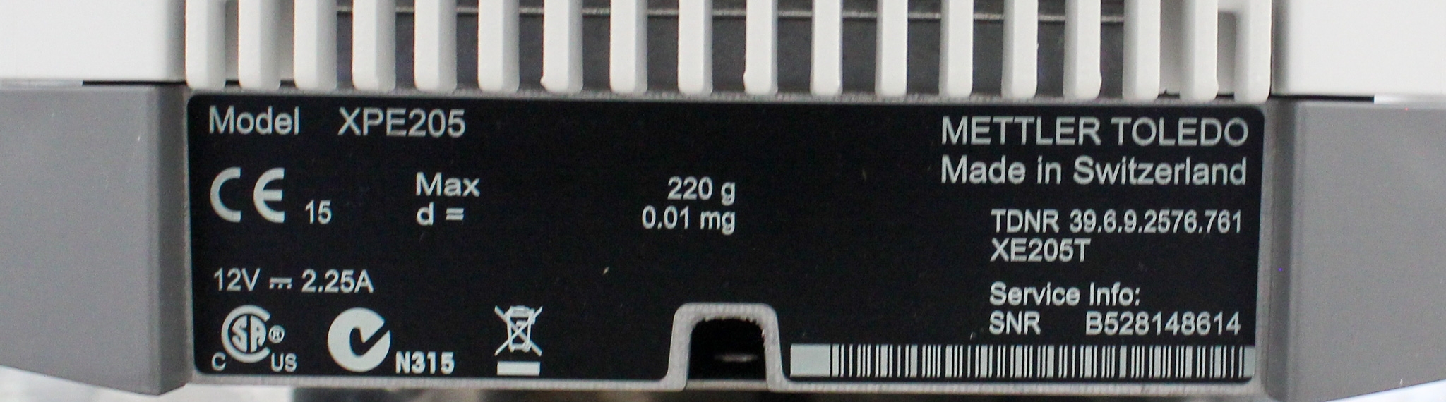 Mettler Toledo XPE205 Analytical Balance 220G 0.01MG Features Automatic Calibration