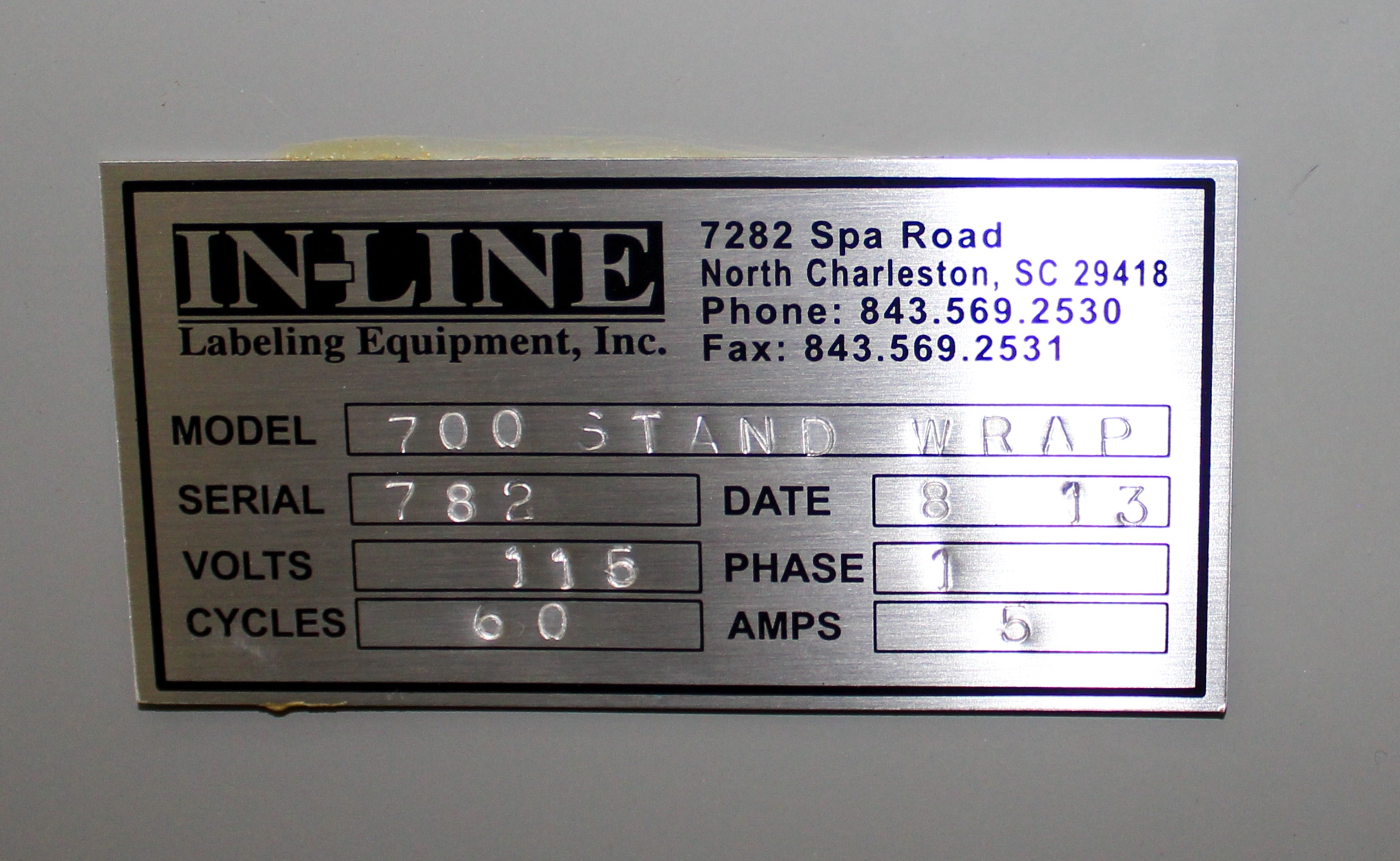 IN-LINE 700 Stand Wrap Labeling Machine 120V 60Hz Automatic Applicator DC Gearmotor