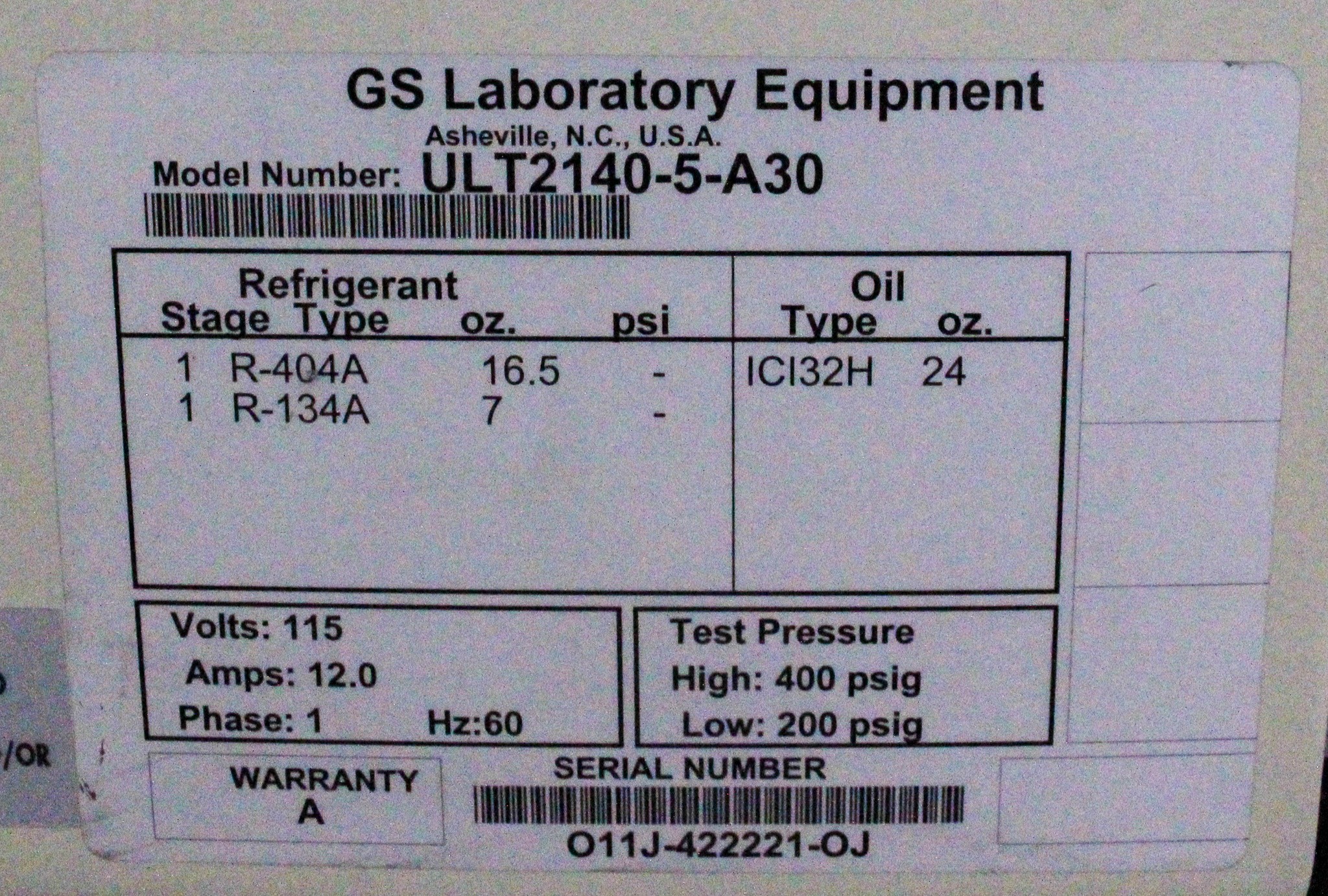 Revco ULT2140-5-A30 Ultra Low Freezer -40C Heavy Duty Preowned Unit