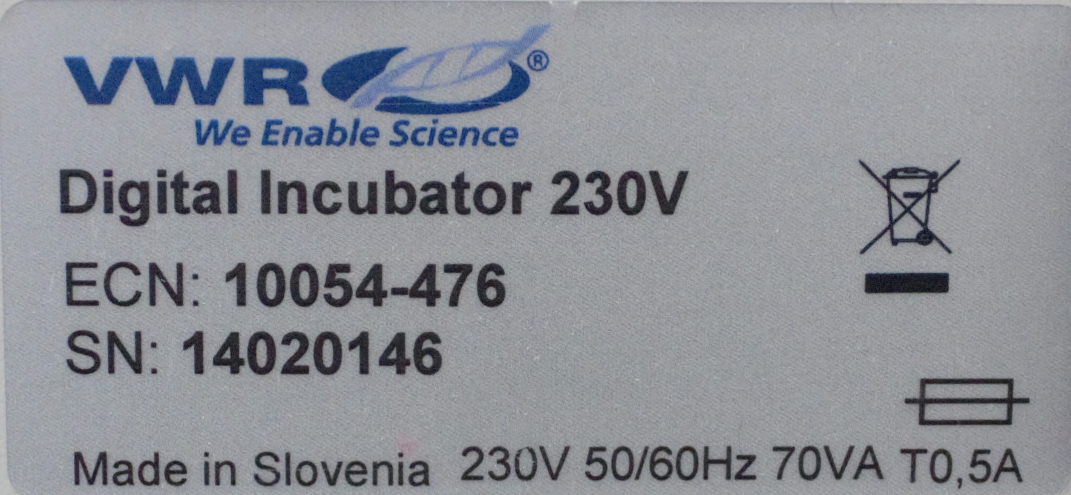 VWR Incubation VWR Incu-Line ECN 10054-476 Incubator 60C Microprocessor Temp Control