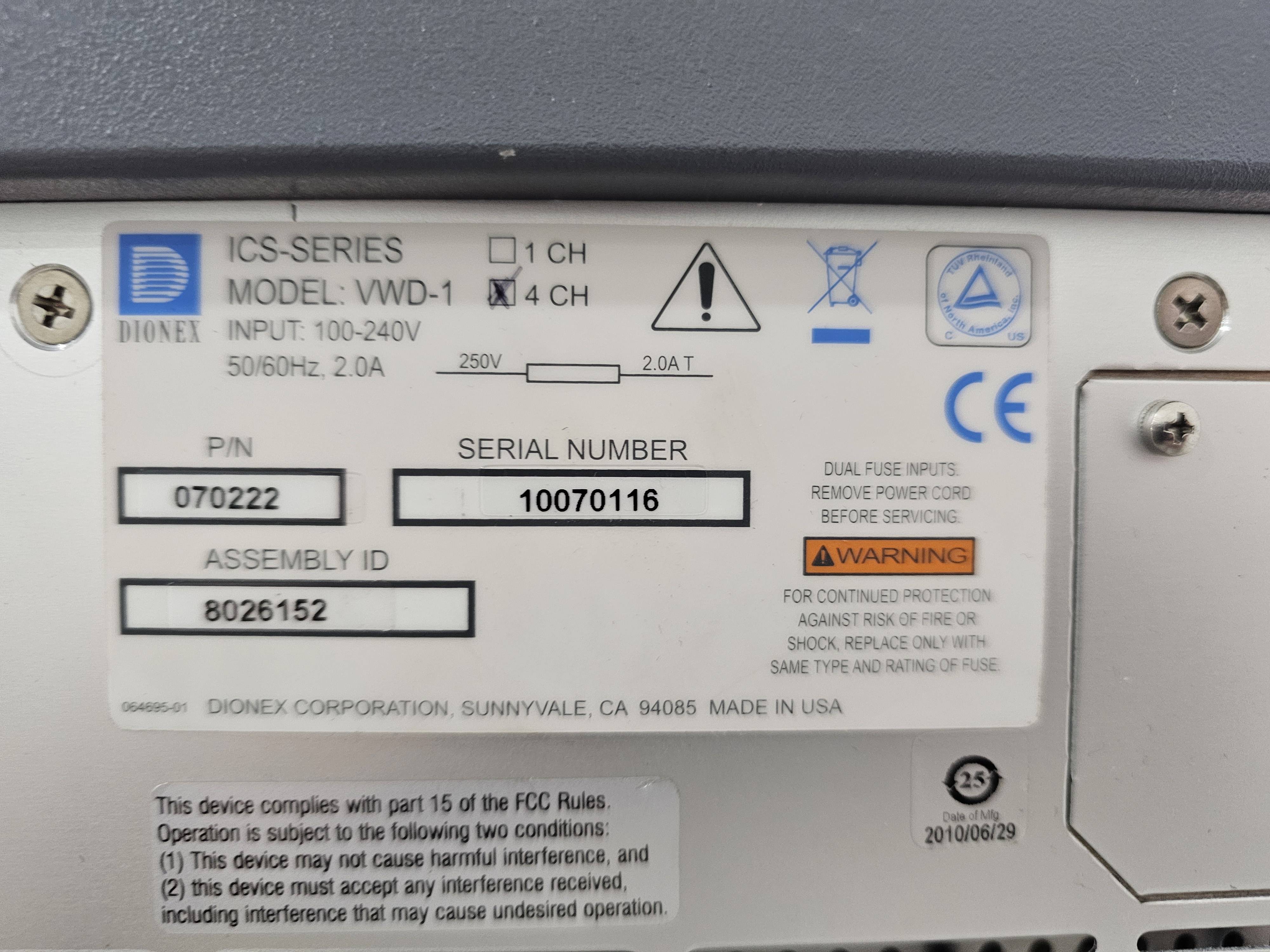 Thermo Dionex ICS-5000 HPLC System Analytical Chromatography Detectors