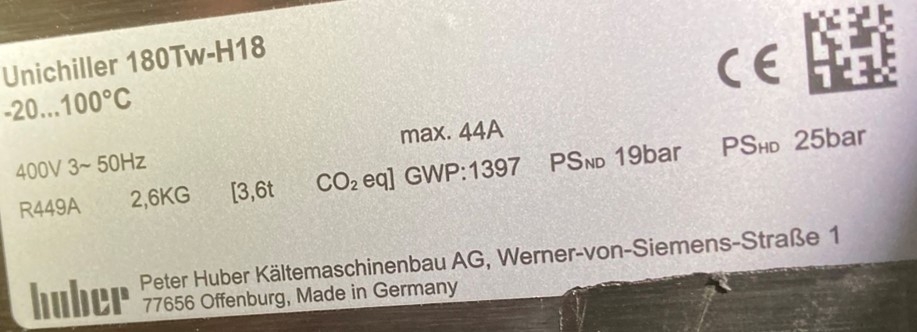 Huber Unichiller 180Tw-H18 Pilot ONE Chiller -20C to 40C Temperature Control