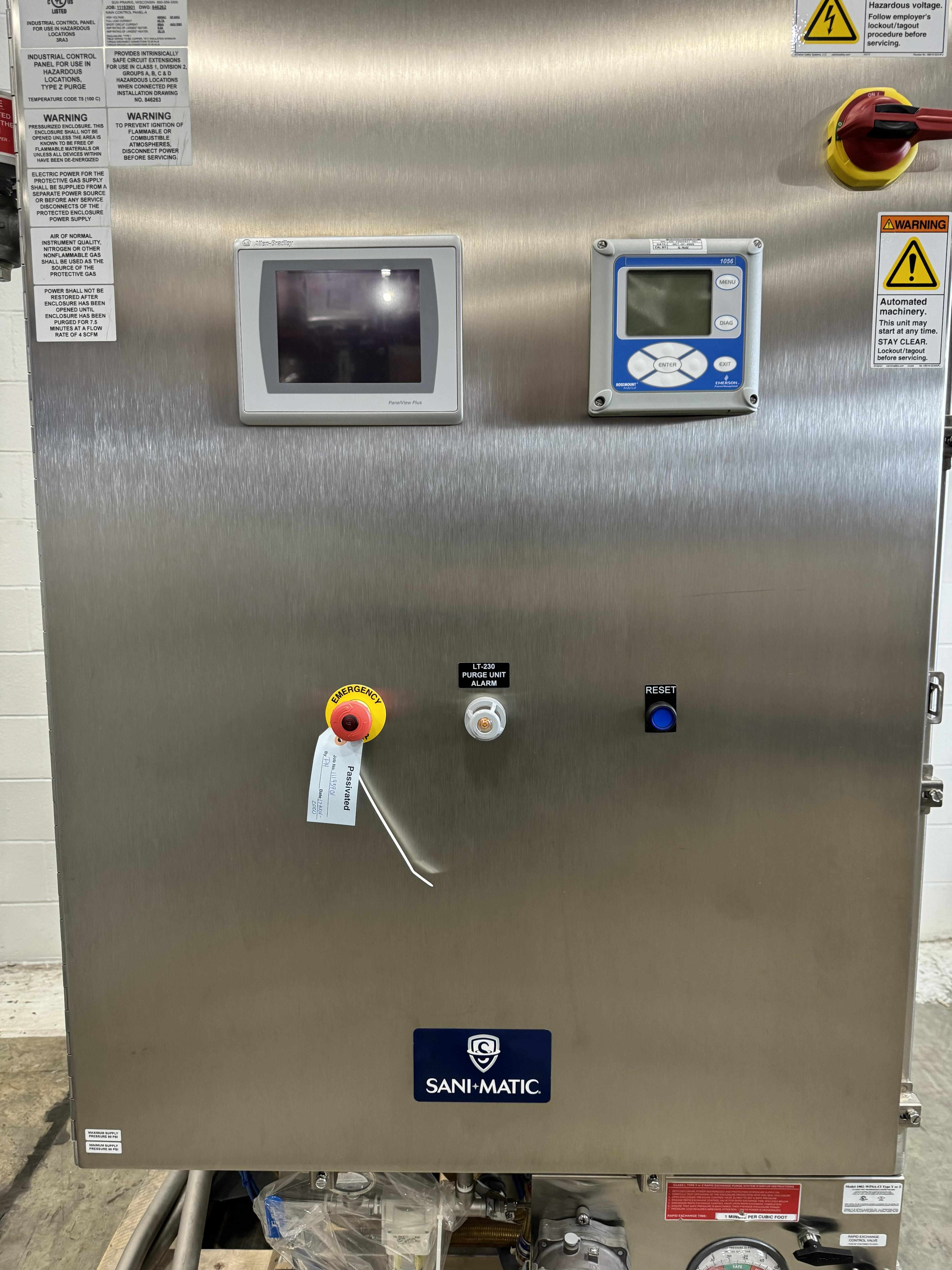 SANI-MATIC 1002-WPSA-CI Type Y/Z CIP System 15 Cu Ft for Sanitary Cleaning