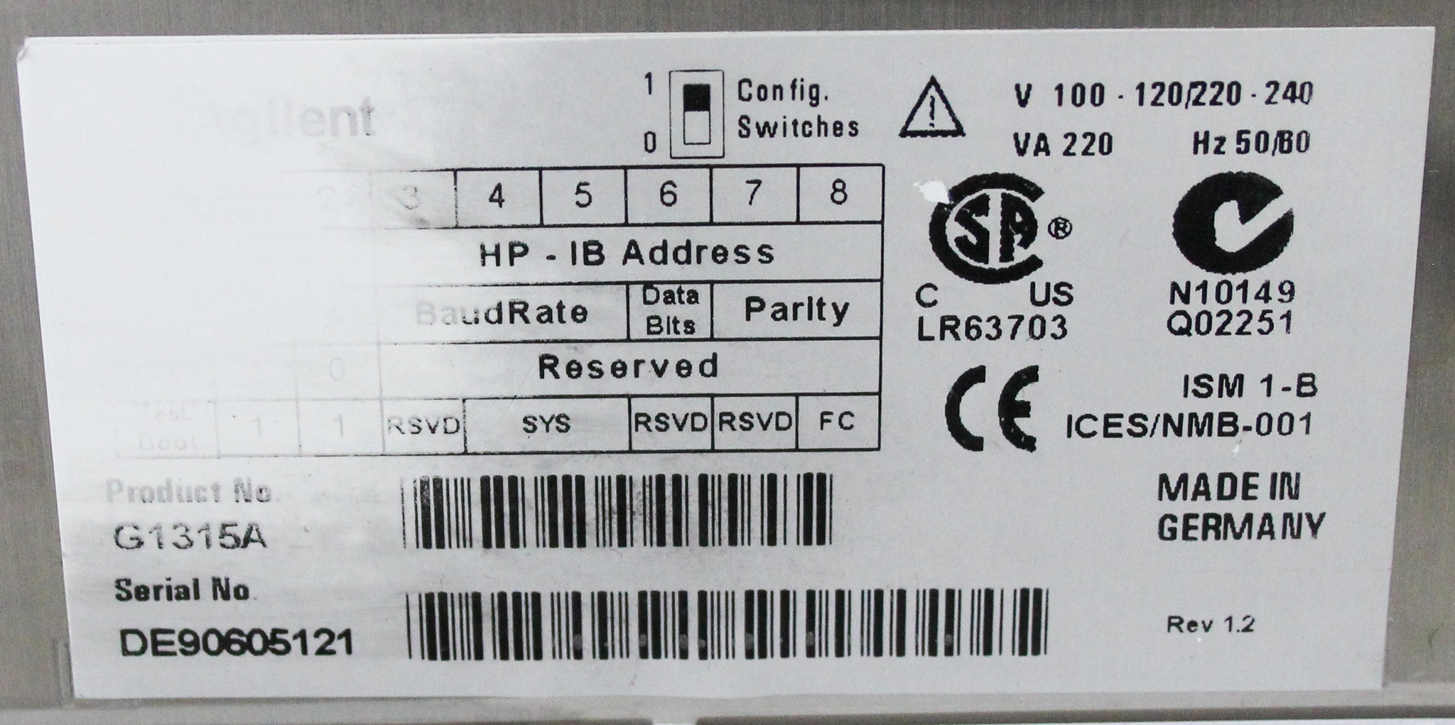 Agilent G1315A DAD Detector HPLC Diode Array 1100 Series 190-950nm Wavelength