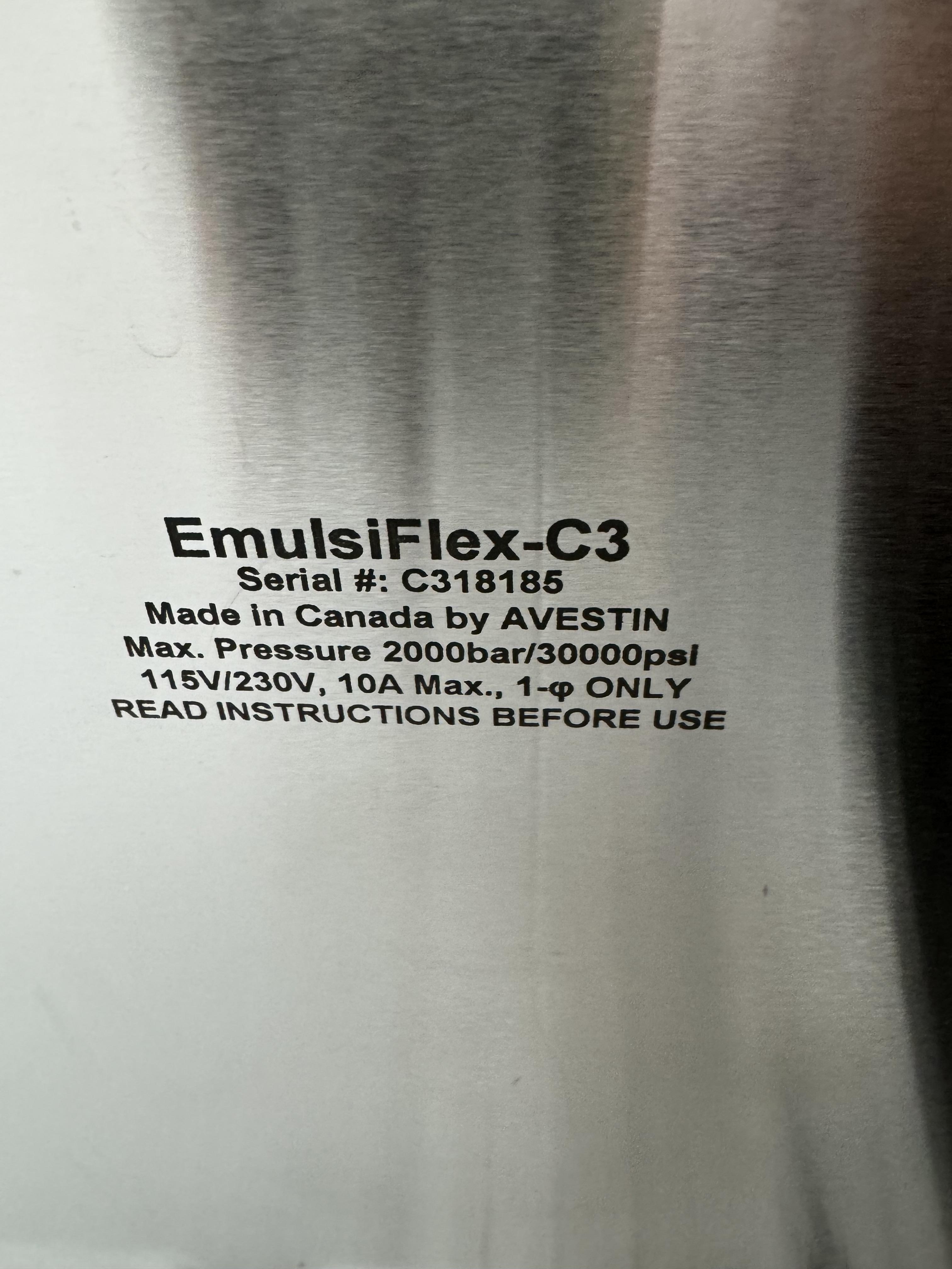 EmulsiFlex AVESTIN EMULSIFLEX C3 Lab Scale High Pressure Homogenizer 3L/hr