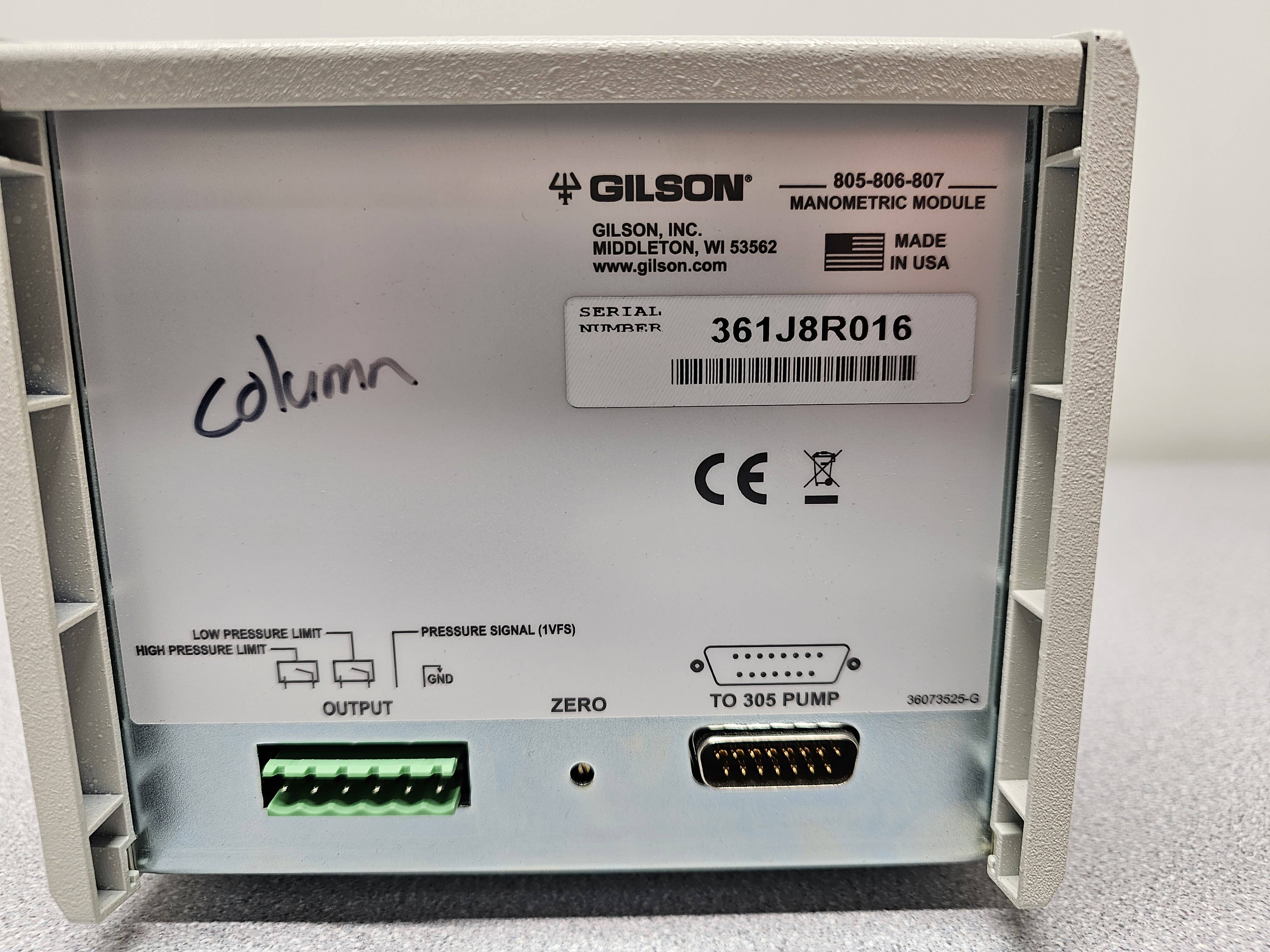 Gilson 806 Manometric Module Analytical Liquids HPLC 0-50ml/min 4600 PSI