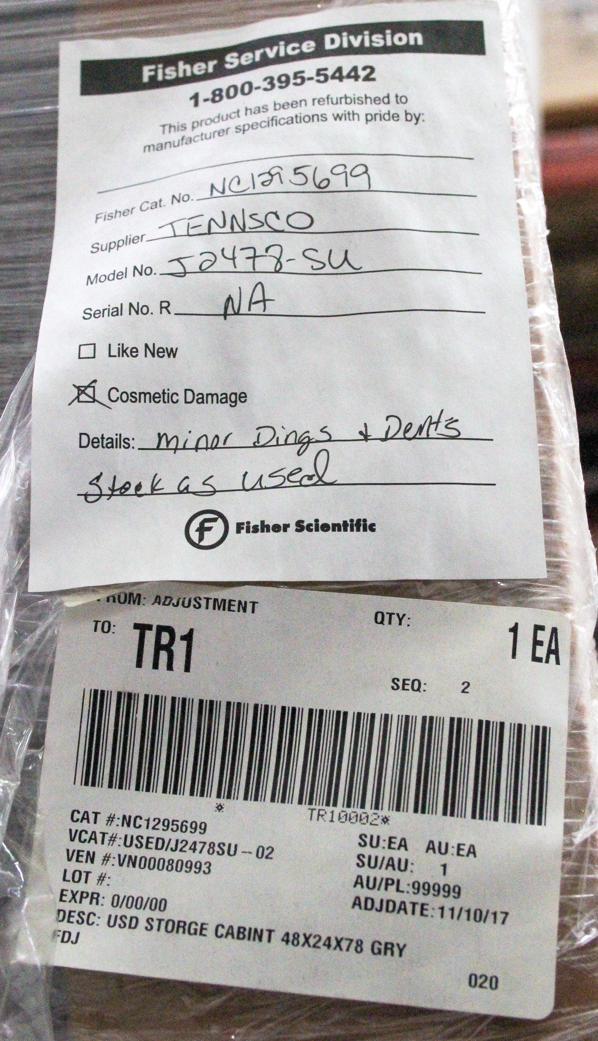 Tennsco J2478SU Cabinet Storage Heavy-Duty Gray 2-Door w/ Lock System