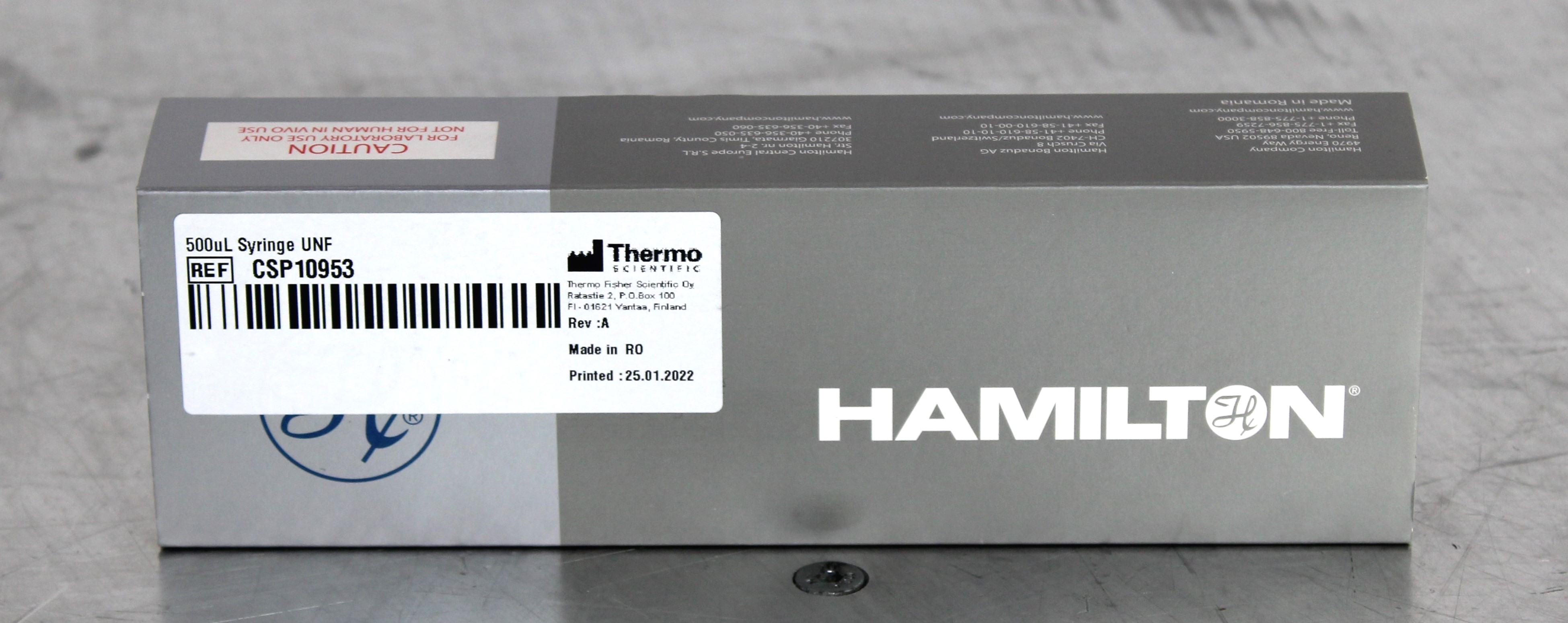 Hamilton P/N: 208828 Syringe Liquid Handling 500 uL Volume 1750 Blue Kone New