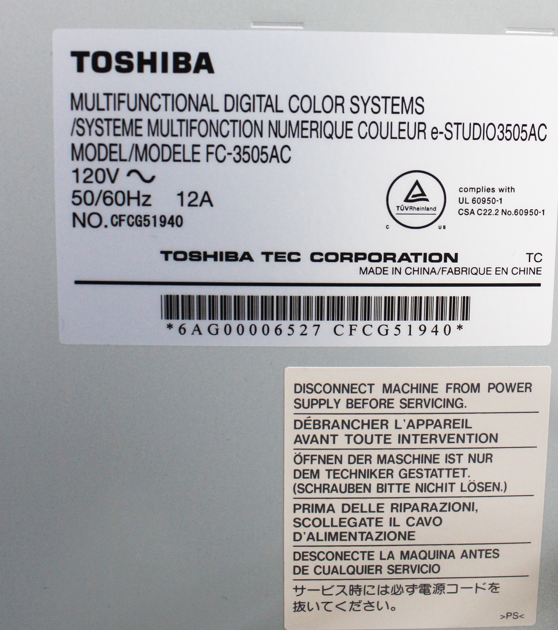 Toshiba FC-3505AC Printer Copier Scanner Multifunction A3 50ppm Color