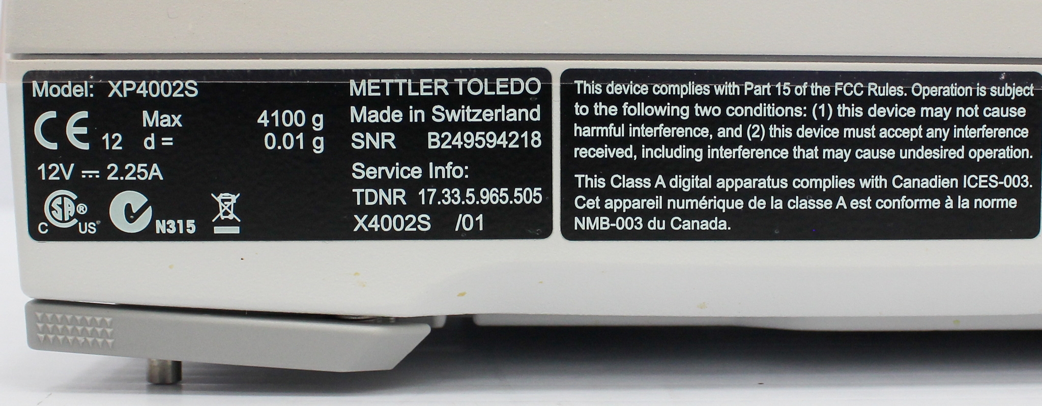 Mettler Toledo XP4002S Precision Balance 4100g x 0.01g Used Excellent