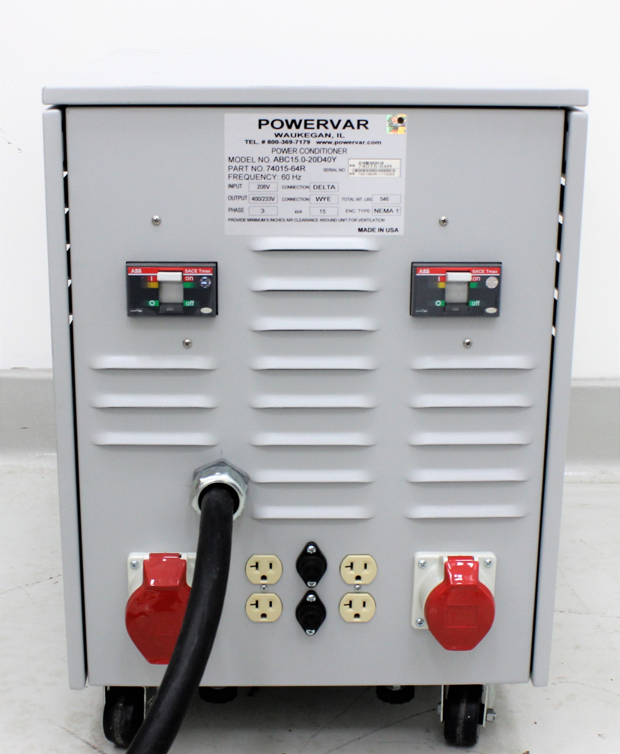 Powervar ABC15.0-20D40Y Power Supply - UPS Eliminates Noise 15kVA 220V