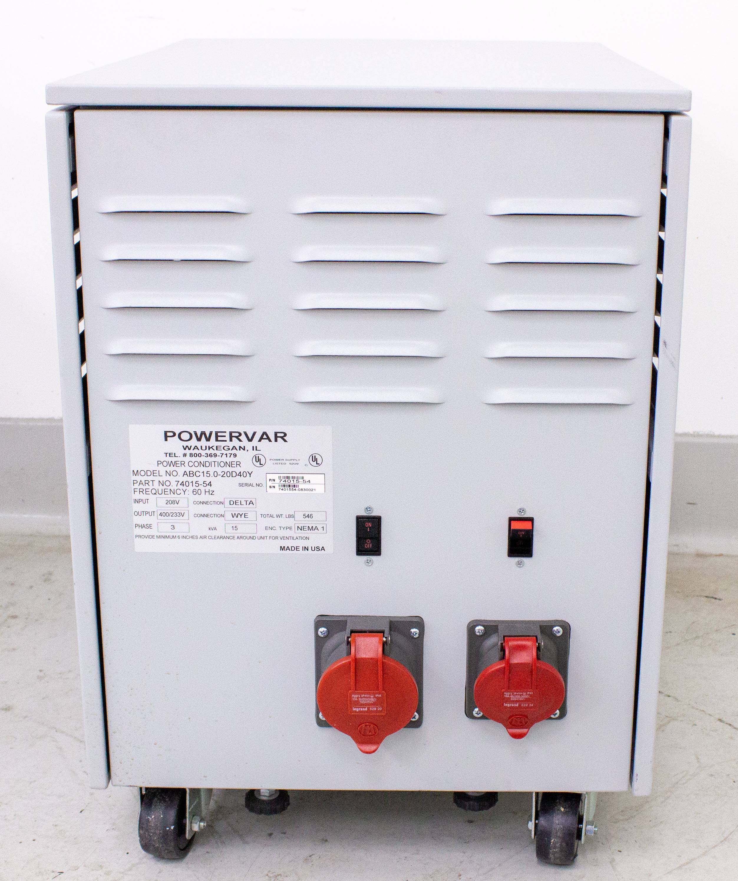 Powervar ABC15.0-20D40Y Power Conditioner 220V 15kVA 3-Phase Noise Rejection