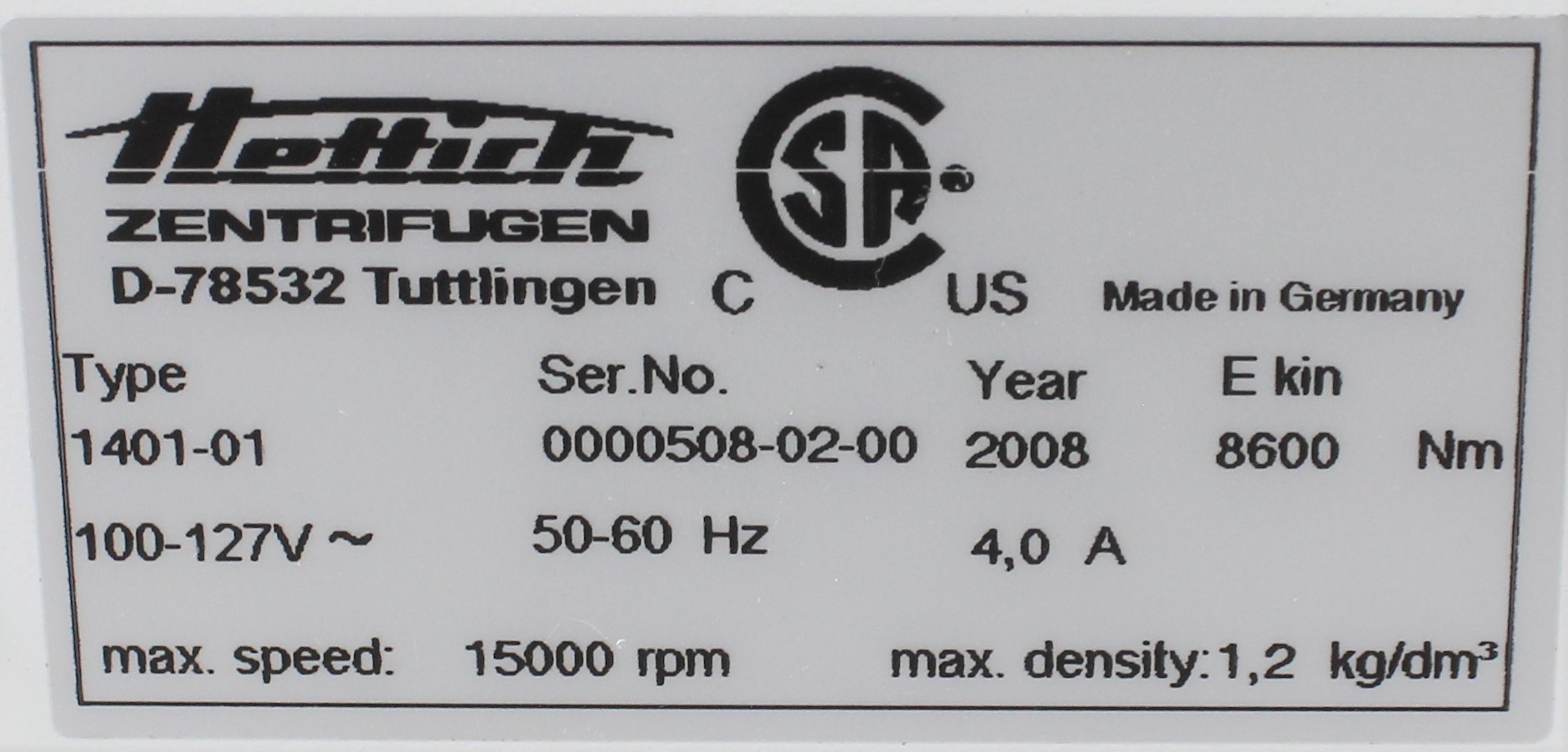 Hettich Universal 320 Centrifuge Benchtop Centrifuge 4x200ml Max RPM 16000