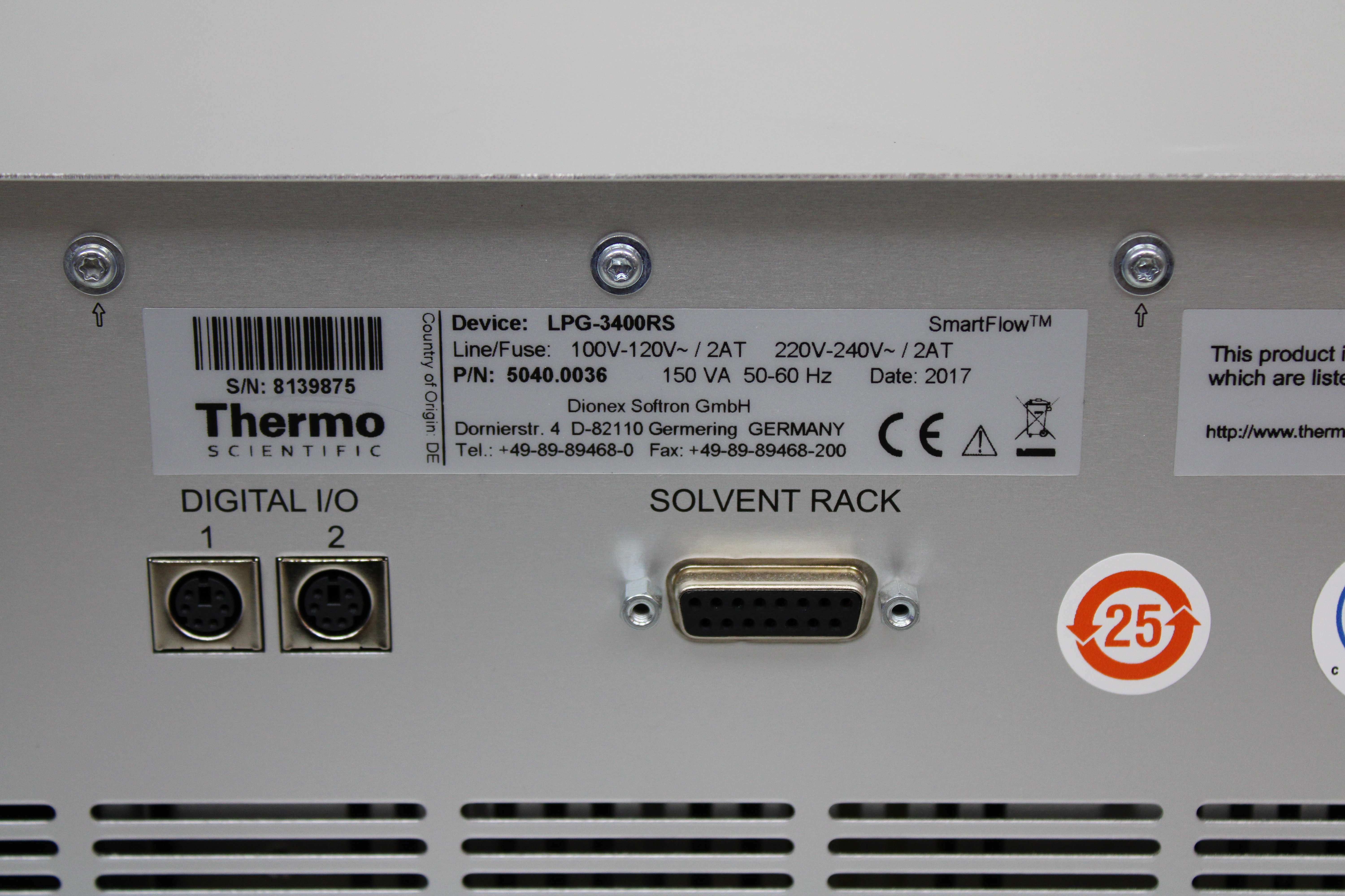 Thermo Dionex UltiMate 3000 LPG-3400RS UHPLC Pump Serial Dual-Piston Quaternary