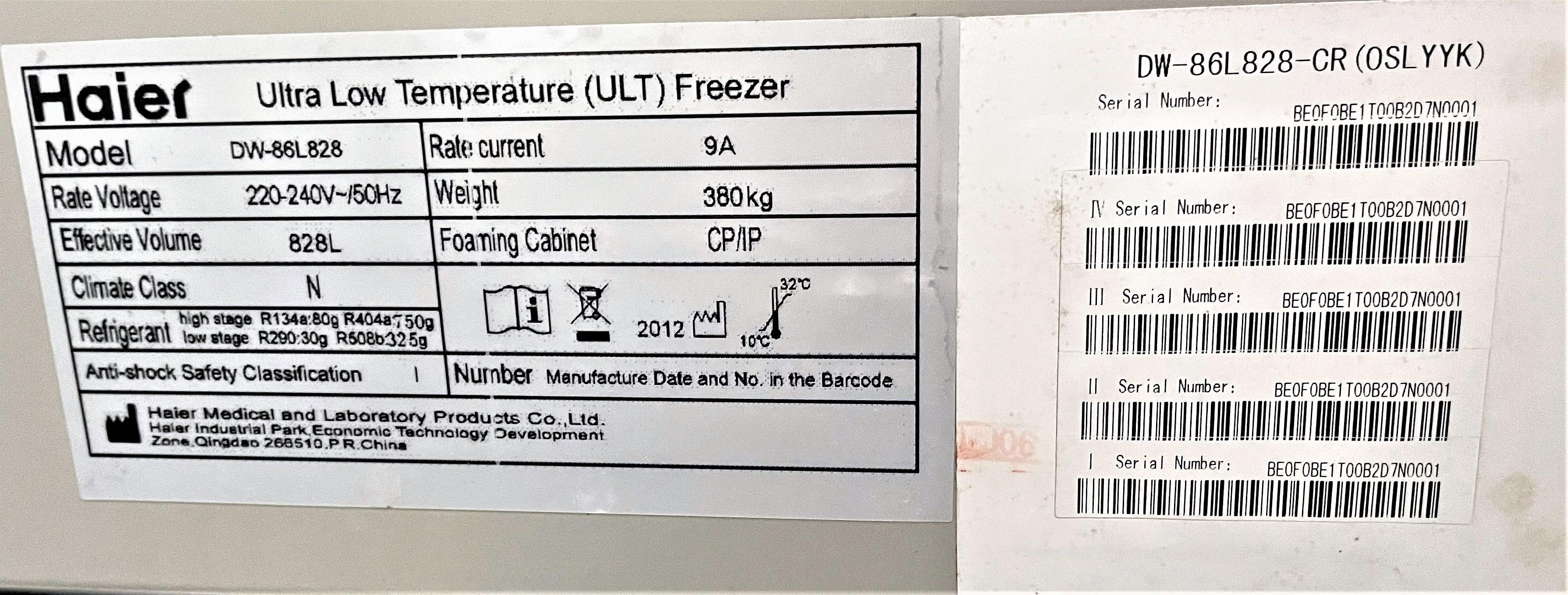 Haier DW-86L828 ULT Freezer -86C 828L 220V 50Hz LED Alarms New China