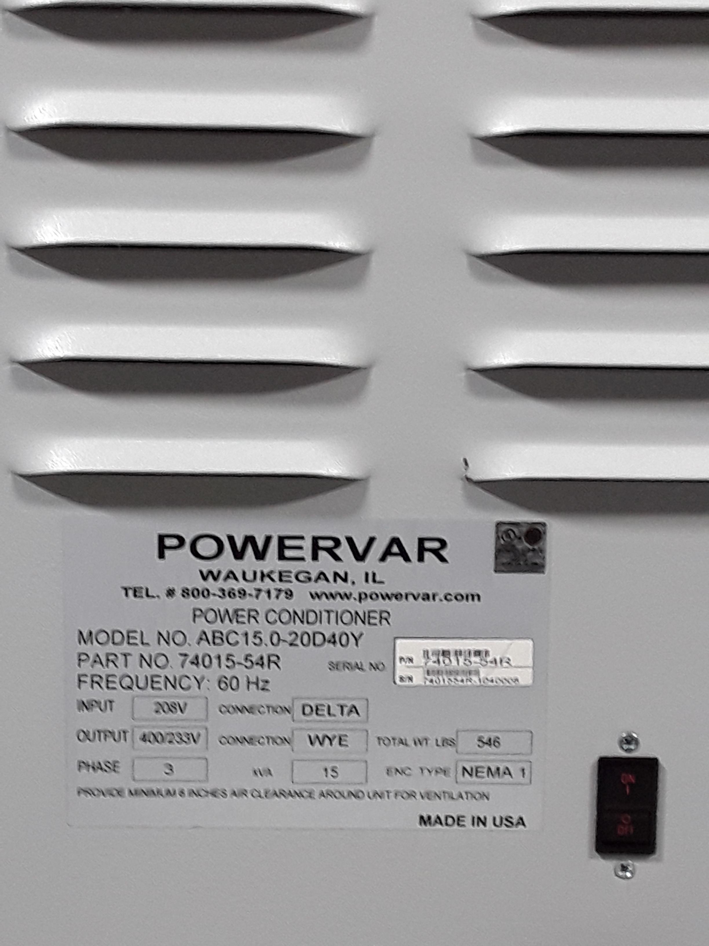 Powervar GPI Series 2000 Global Power Conditioner Model ABC15.0-20D40Y
