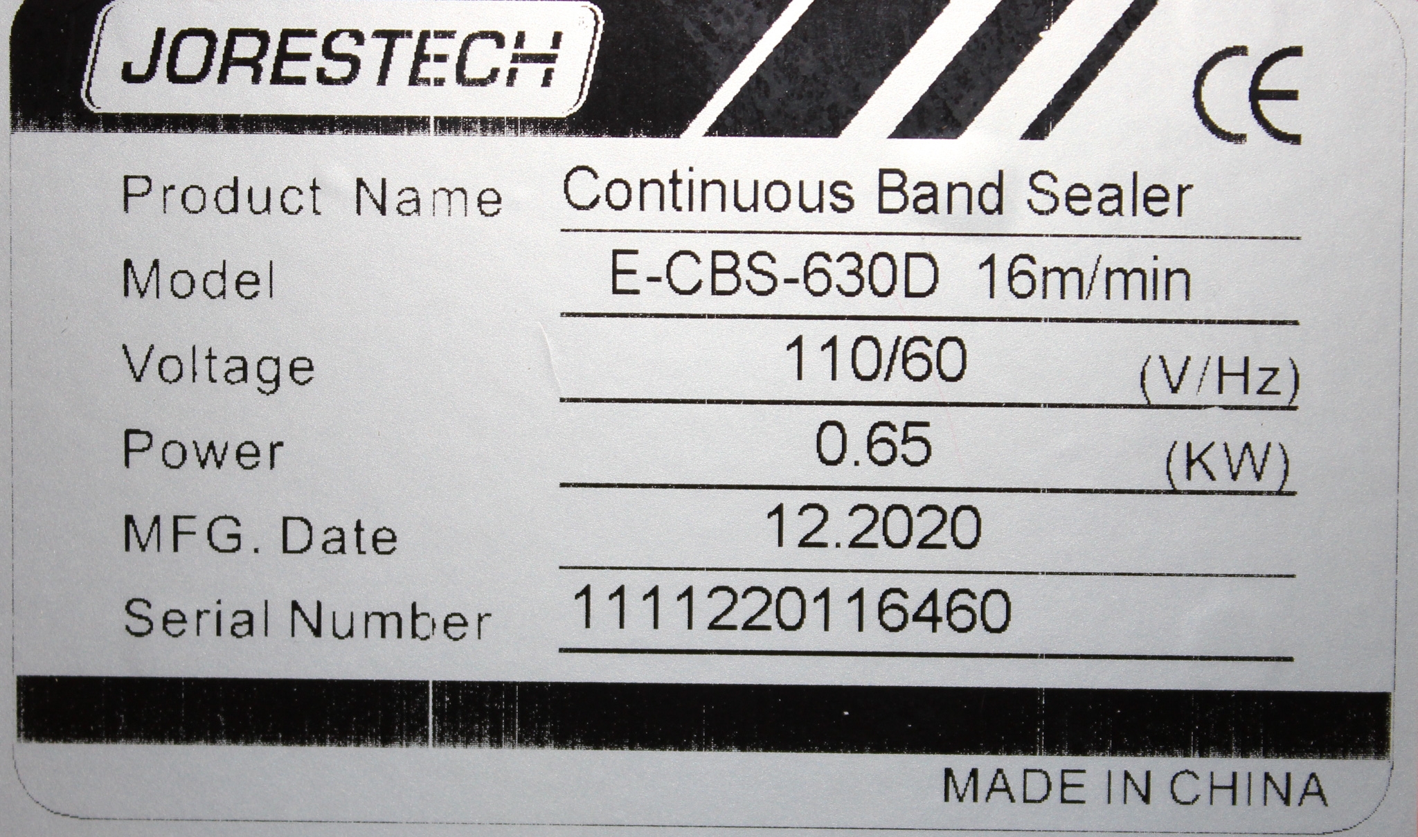 JORESTECH E-CBS-630D Continuous Band Sealer Digital Temp Control 300C