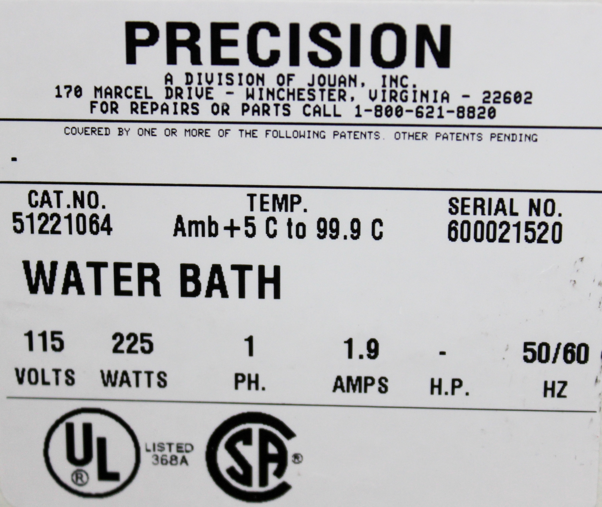 Precision 180 Series Water Bath Stainless Steel 95C 2.5L Temperature Control