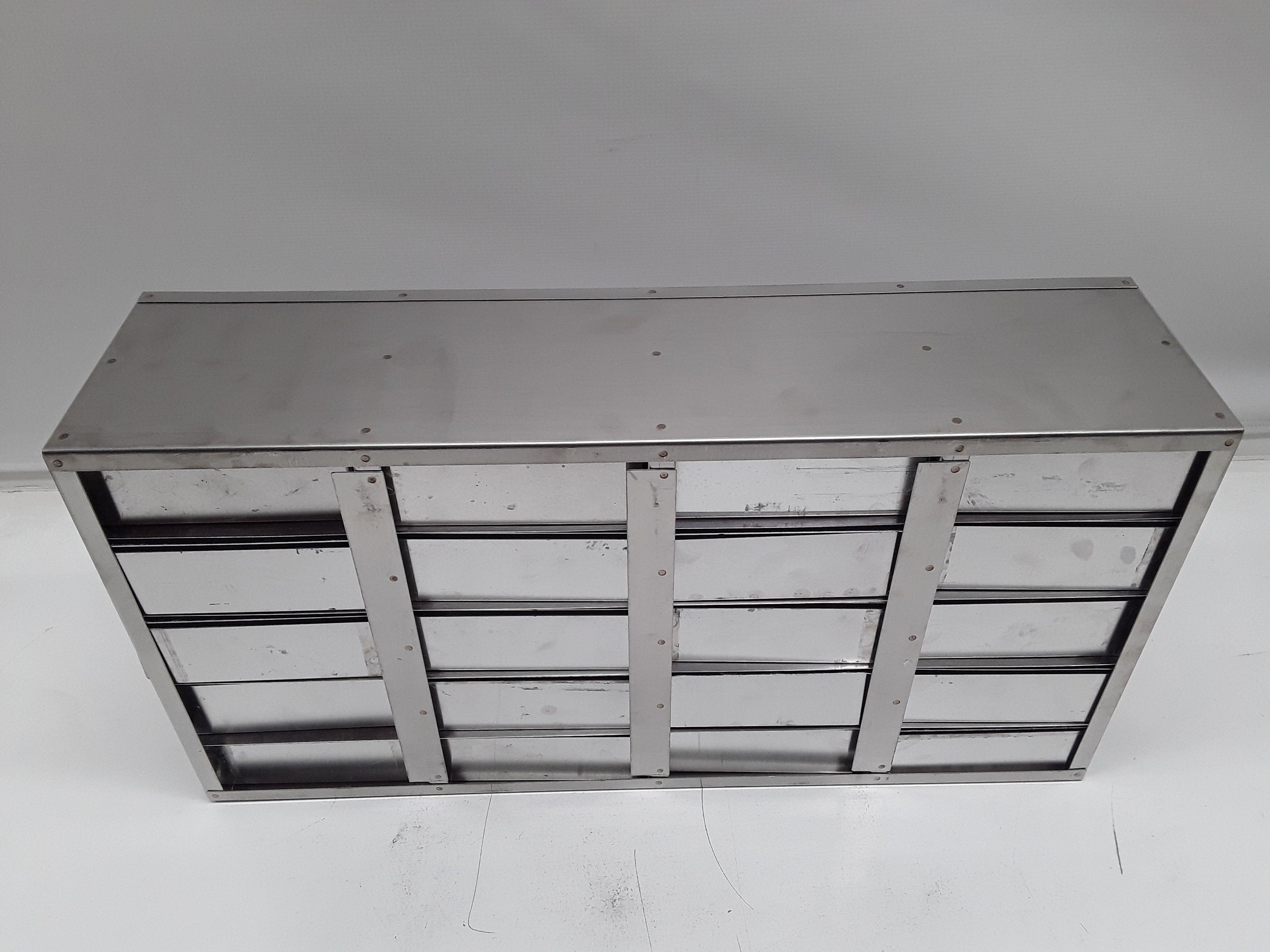 Unknown Stainless Steel Laboratory Freezer Rack Cryo Boxes Hold 20 Boxes Storage