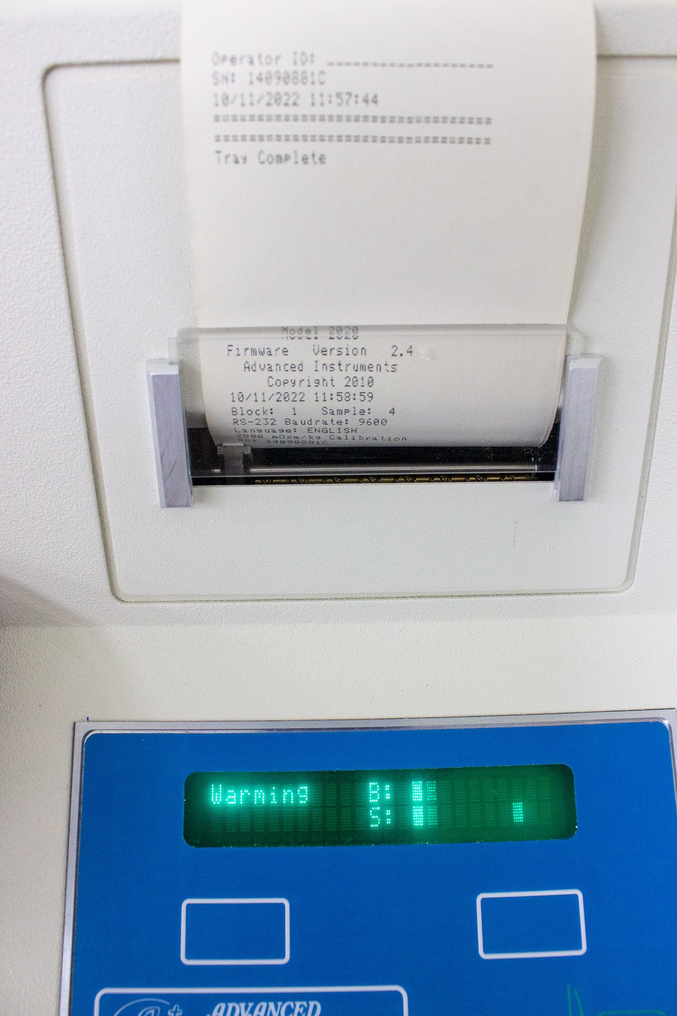 Advanced Instruments Model 2020 Osmometer 20 Sample Capacity 90s Test Time