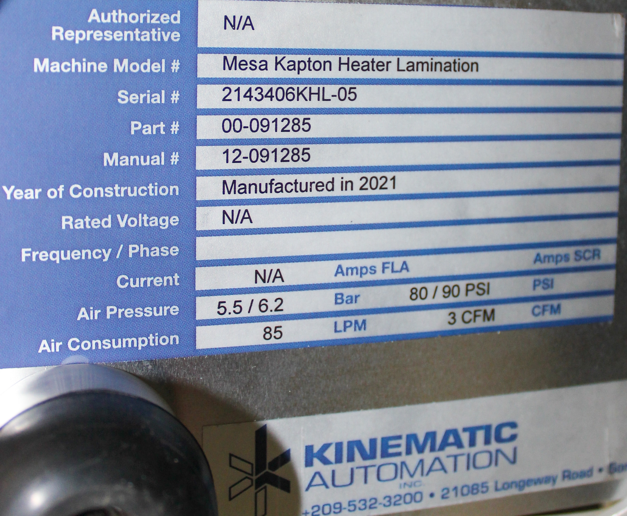 Kinematic Mesa Heater Lamination Module 2021 Card Laminates Quick Change