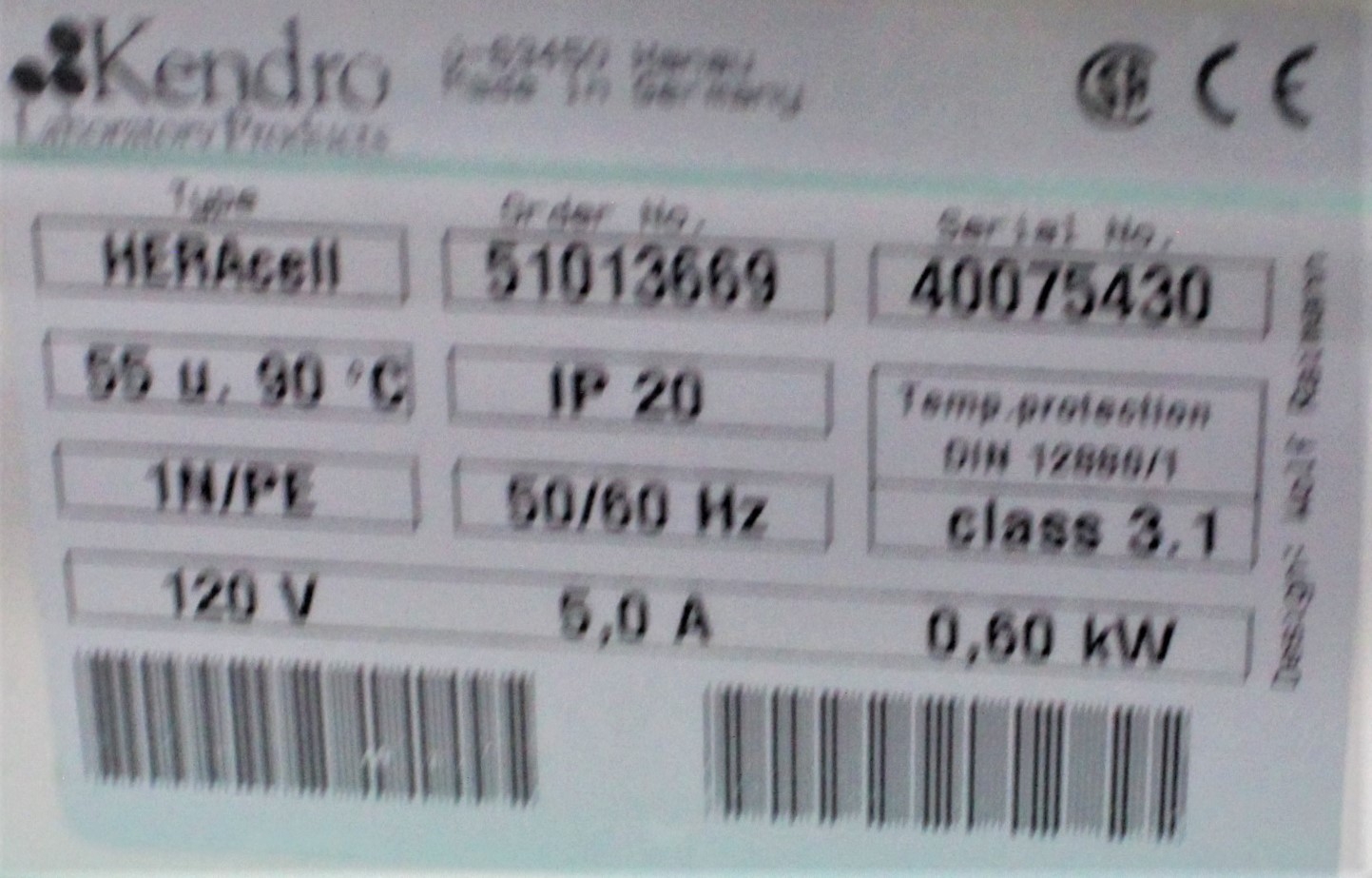 Kendro HERAcell 51013669 CO2 Incubator Cell Tissue Culture 5.4 cu ft