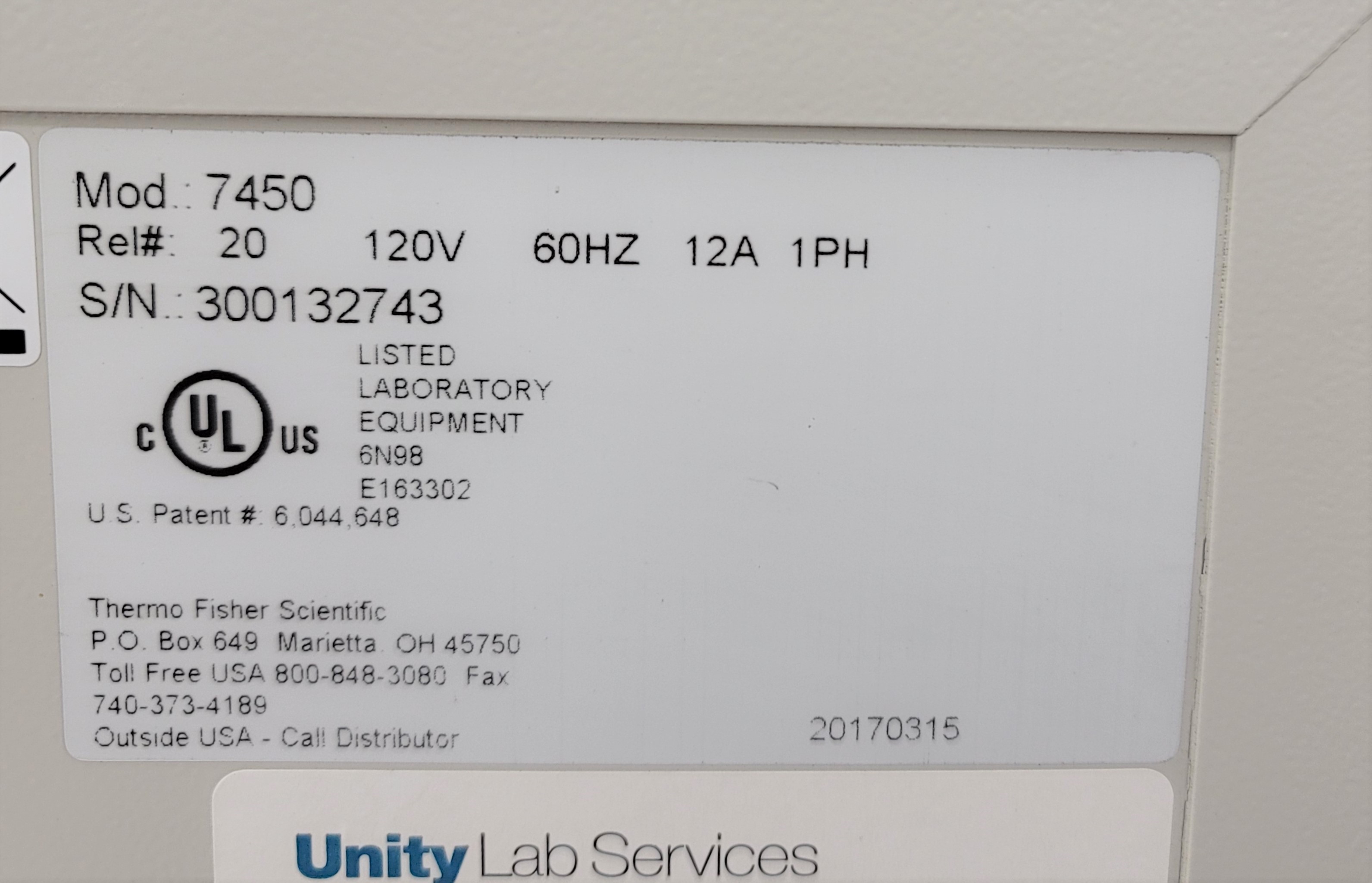 Thermo 7450 Cryofreezer Turnkey System -180C to +50C 17L Capacity