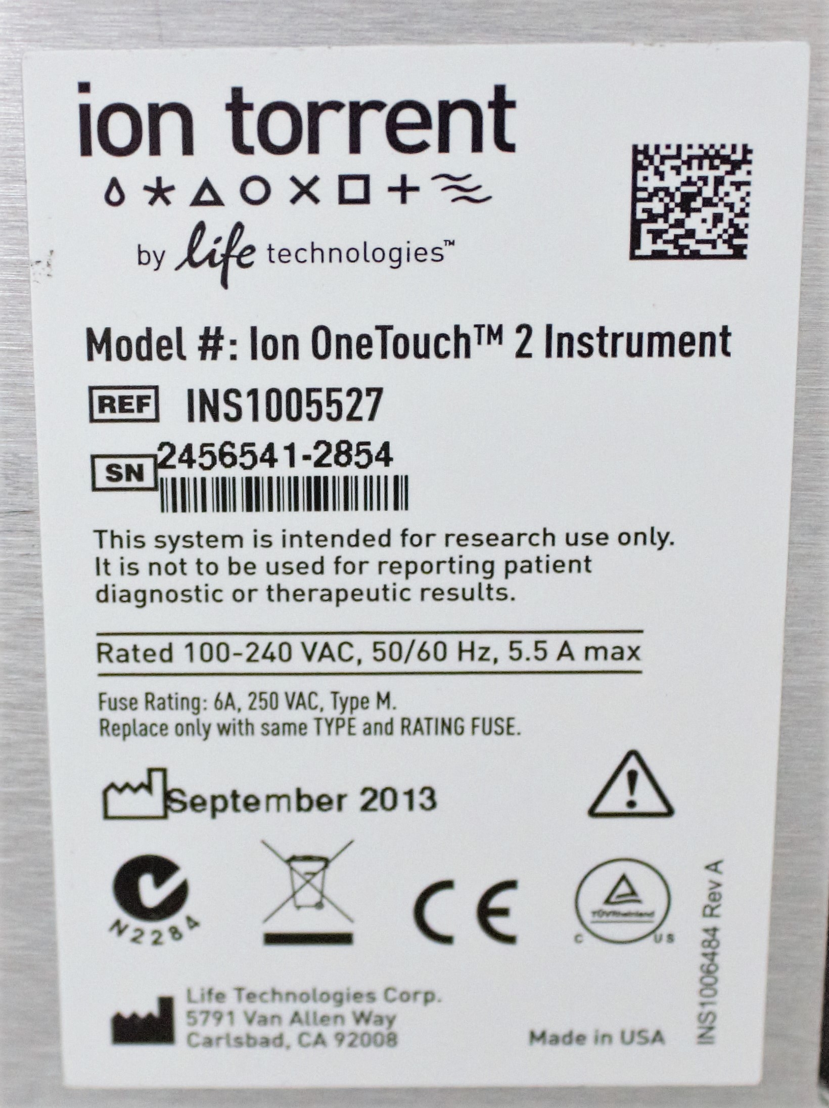 Life Ion OneTouch 2 System DNA Sequencer for Ion PGM Proton S5