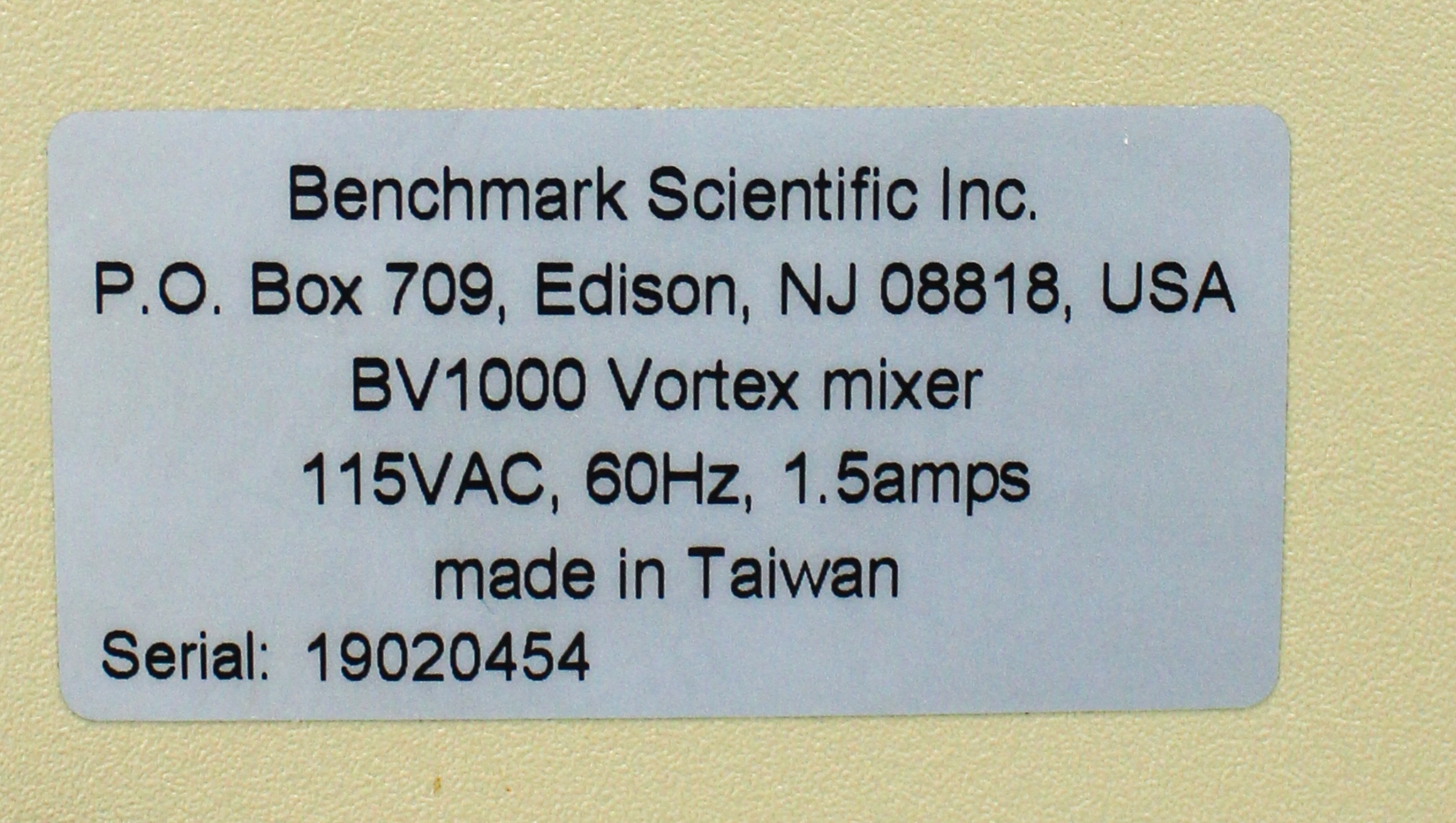 Benchmark BV1000 Vortex Mixer Instant Vortexing 200-3200 RPM Used