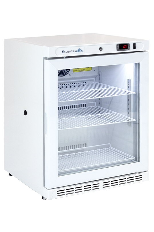 K2 Scientific K204GDR 4 Cu. Ft. Glass Door Lab Refrigerator for Vaccine Storage
