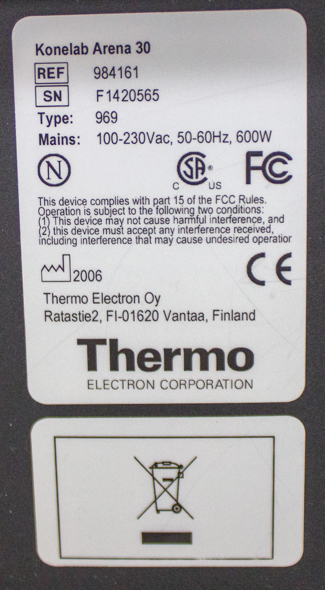 Thermo Konelab Arena 30 Photometric Analyzer, Food and Industrial Testing