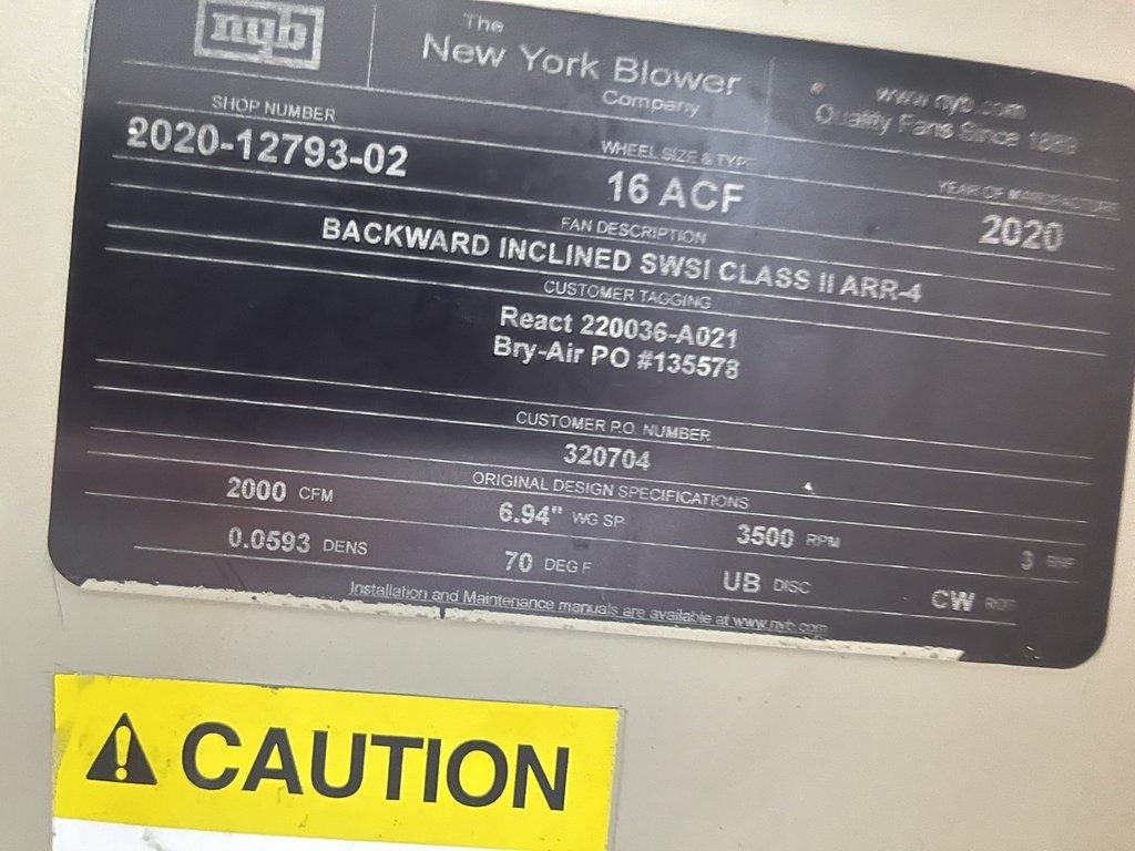 Bry-Air VFB-75 Industrial Dehumidifier 7500CFM Used Powers On USA