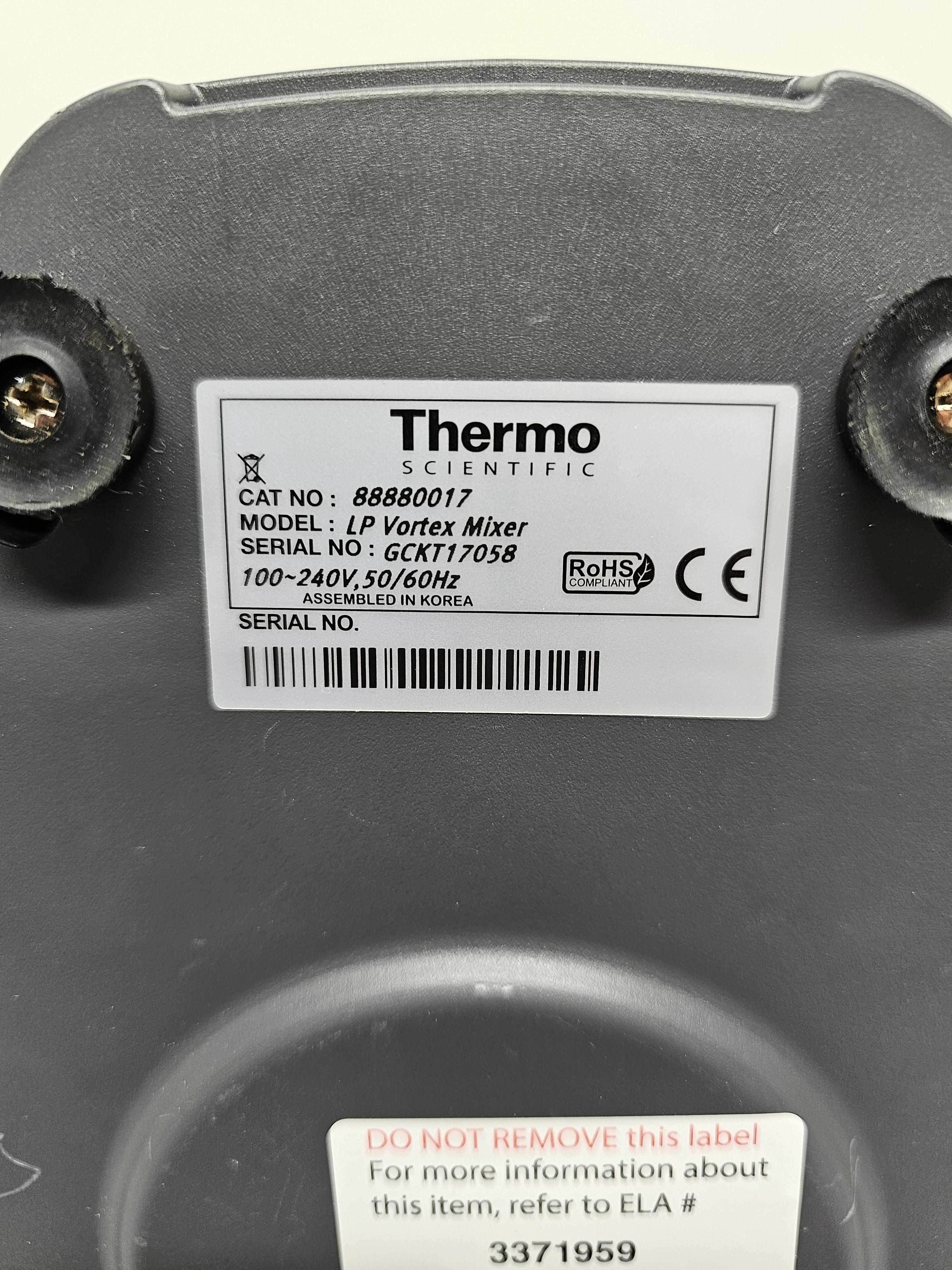 Thermo LP Vortex Mixer Small Benchtop Equipment 3000 RPM Safety Features Used