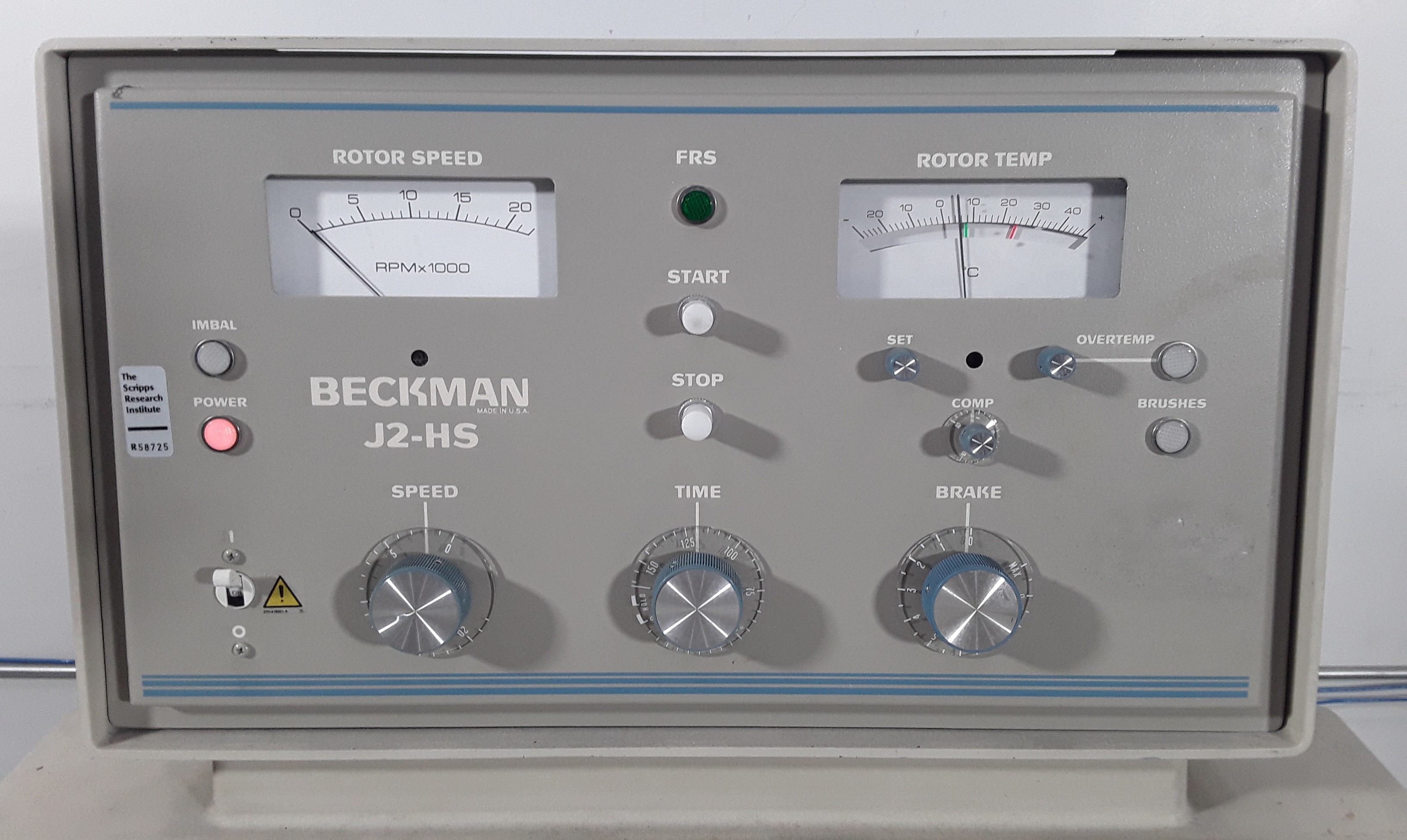 Beckman J2-HS High-Speed Refrigerated Floor Centrifuge 24000 RPM Temp 0-40C