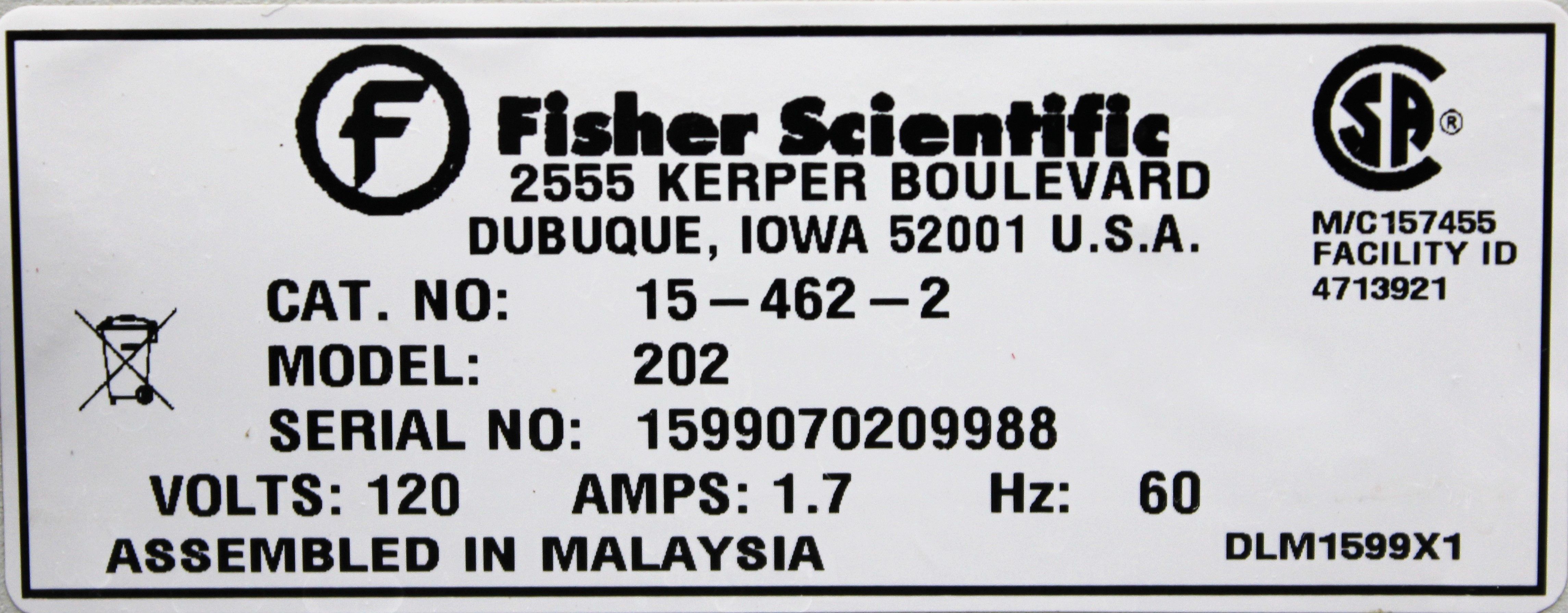 Fisher Scientific 202 Water Bath Digital Temp Control 2L 99.9C 13.0Lb Used