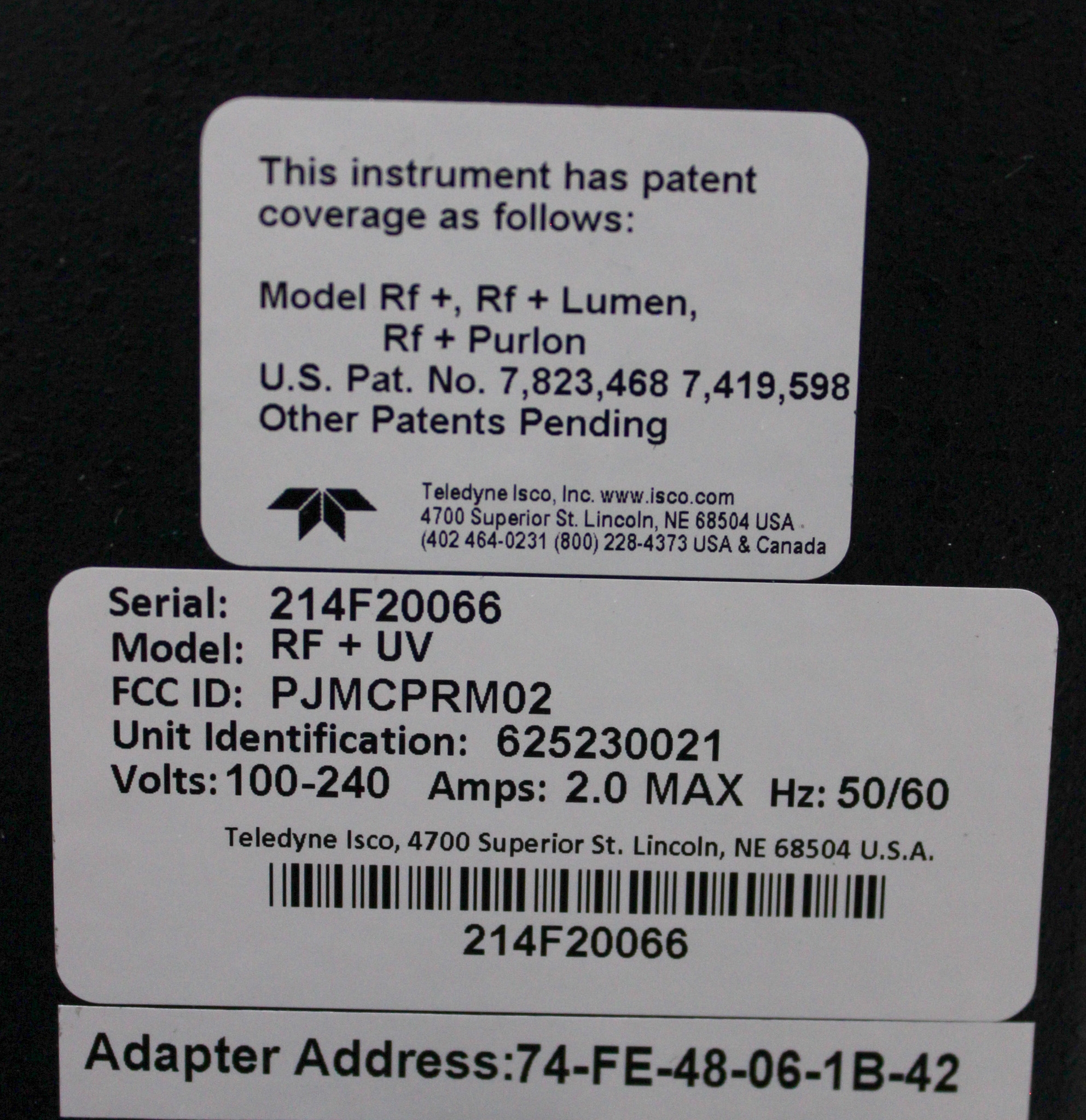 Teledyne RF+UV Chromatography Fraction Collector 150 psi 200 mL/min Used