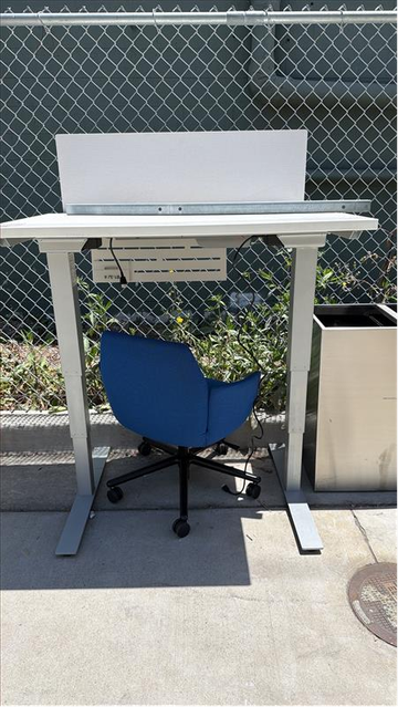 Work Tables Adjustable Standing Desk with Blue Office Chair