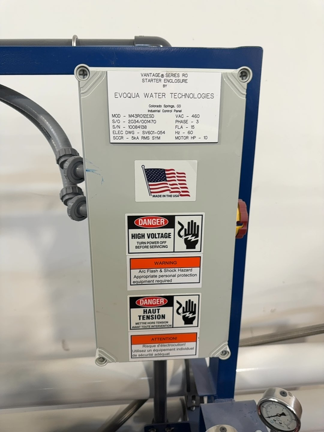 Evoqua Vantage Series RO Model M43RO12ESD Water Purification System 460V