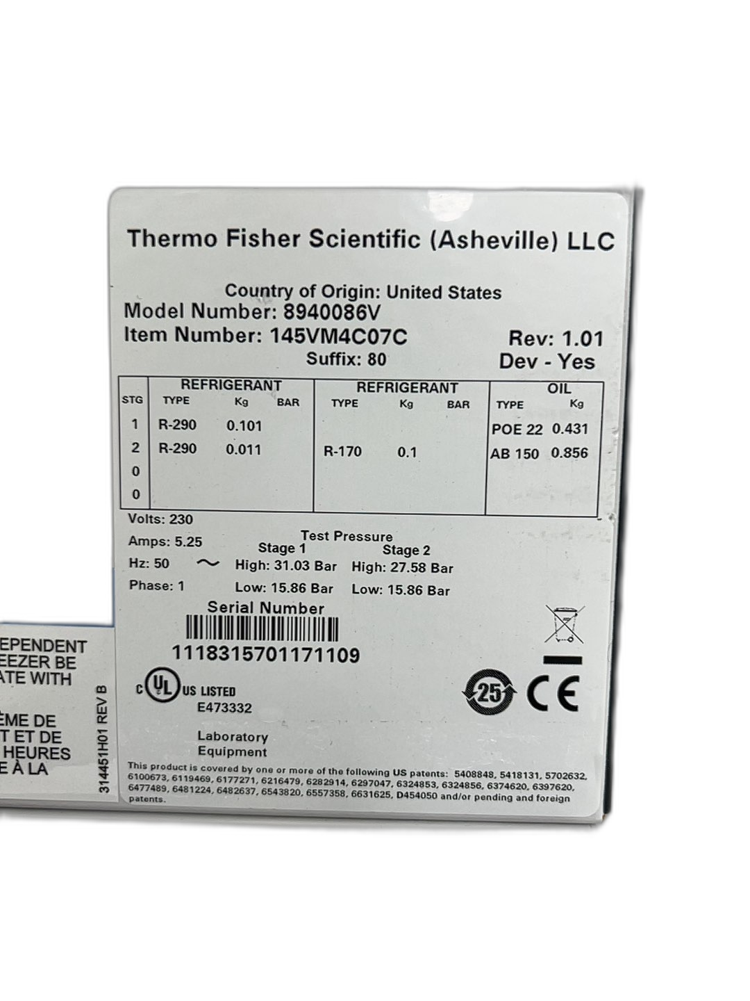 Thermo Forma 8940086V Ultra-Low Freezer -80C Cold Storage Solution