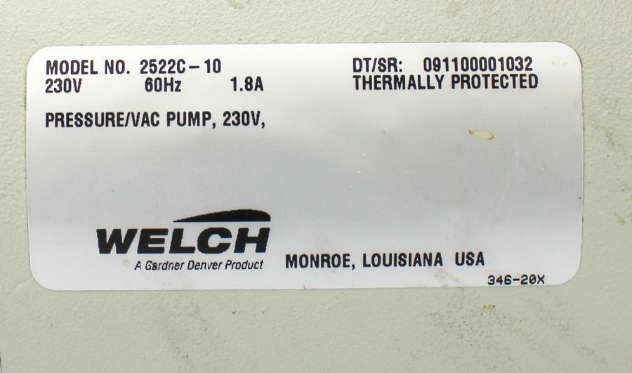 Welch 2522C-10 Vacuum Pump Air Compressor 0.25hp Oil-Free Tested 115V AC