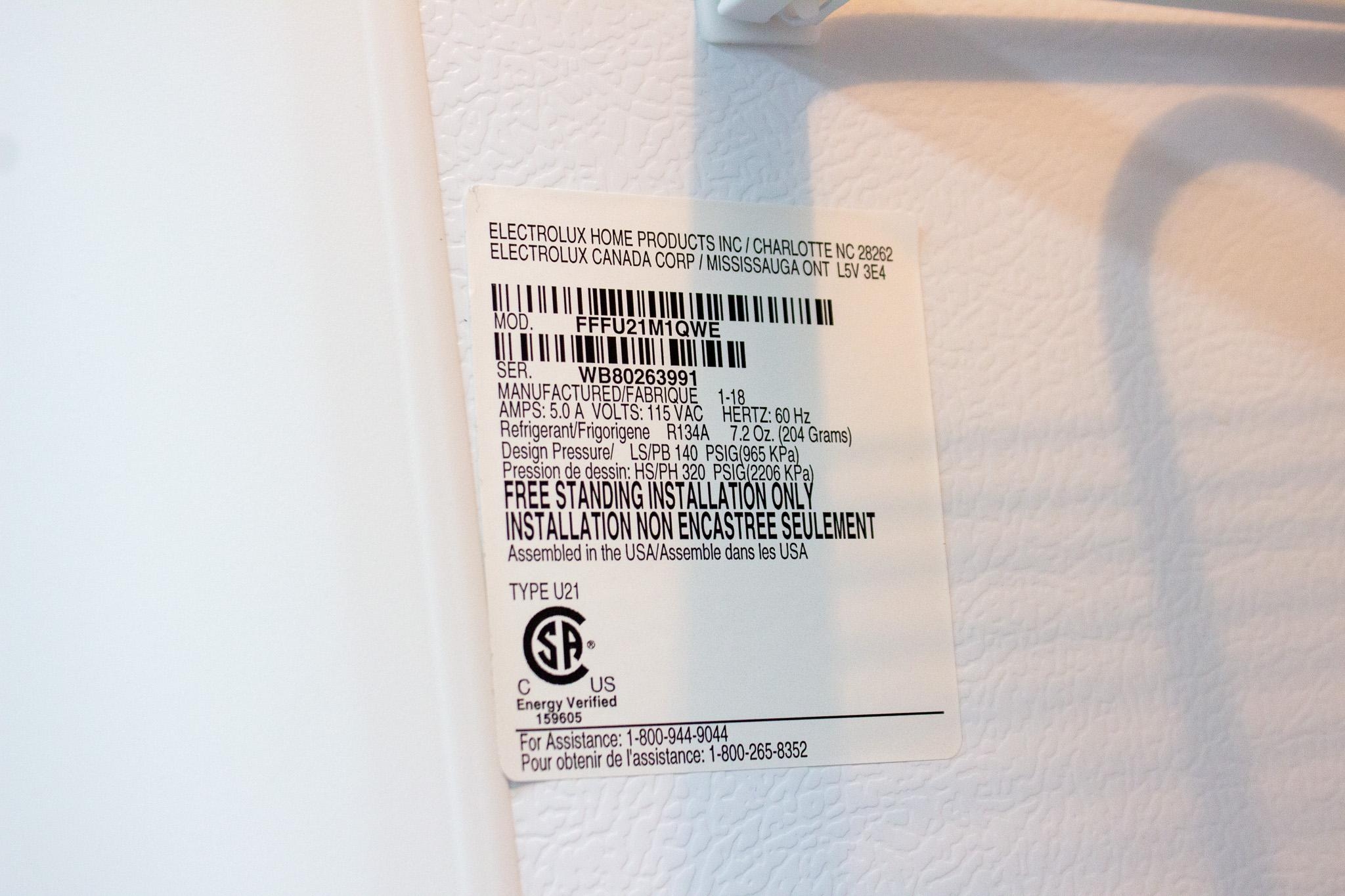 Frigidaire 20.9cu ft Freezer Upright -31C Temp Control Used Functional