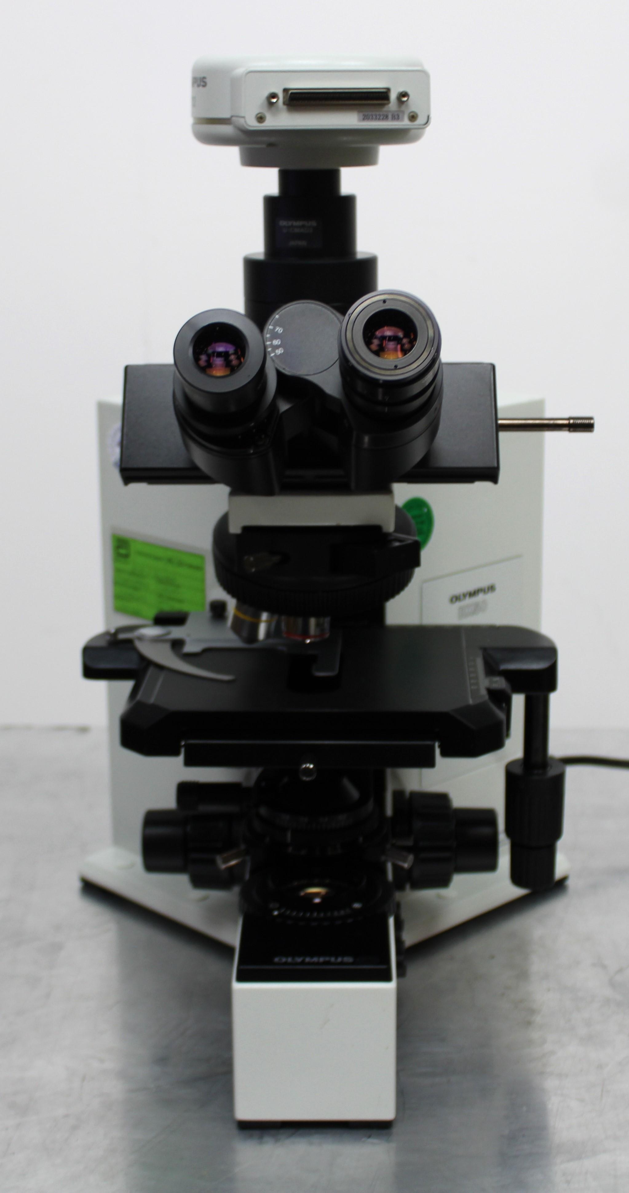 Olympus BX50F4 Microscope Imager 10x/0.25 4x/0.10 Lenses Halogen DP-12 Camera