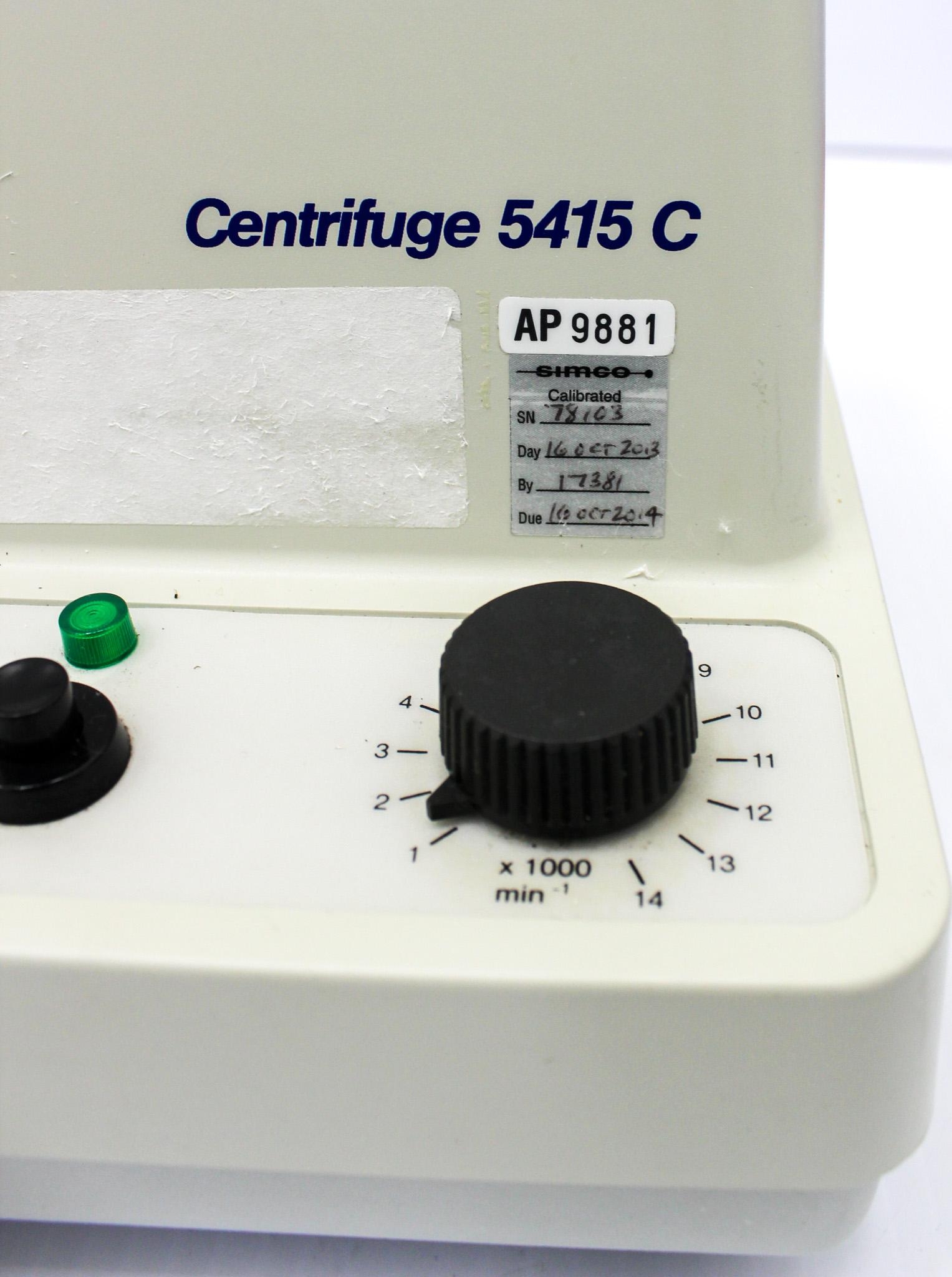 Eppendorf 5415C Microcentrifuge Benchtop 14,000 RPM Quiet Efficient Compact