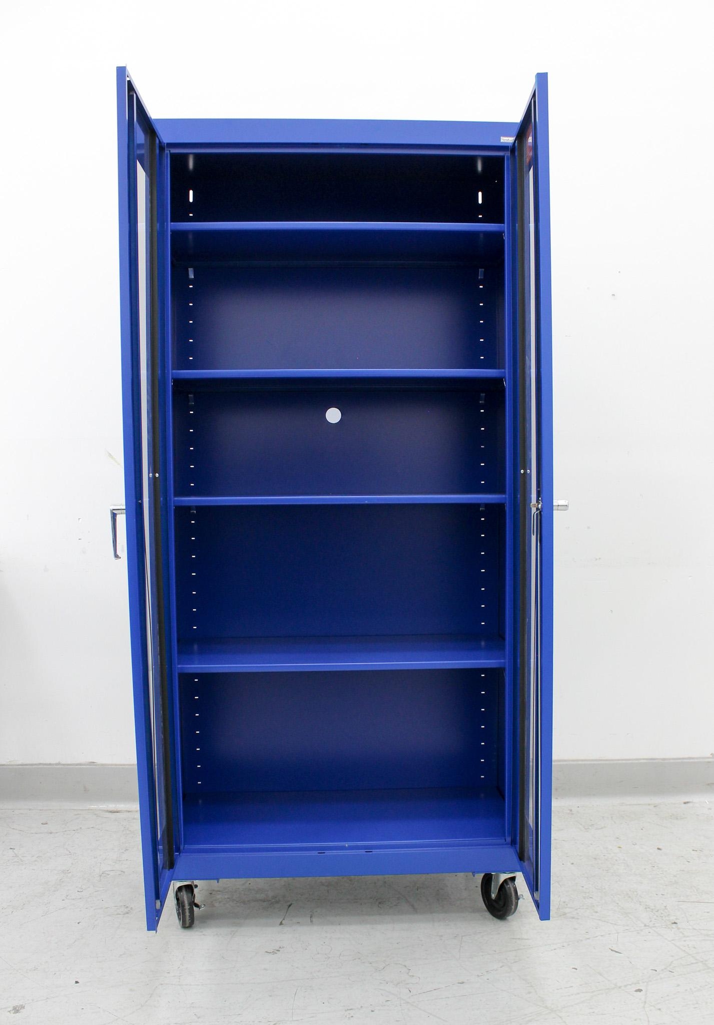 Sandusky Blue Mobile Clear View Cabinet VG Lockable Adjustable Storage
