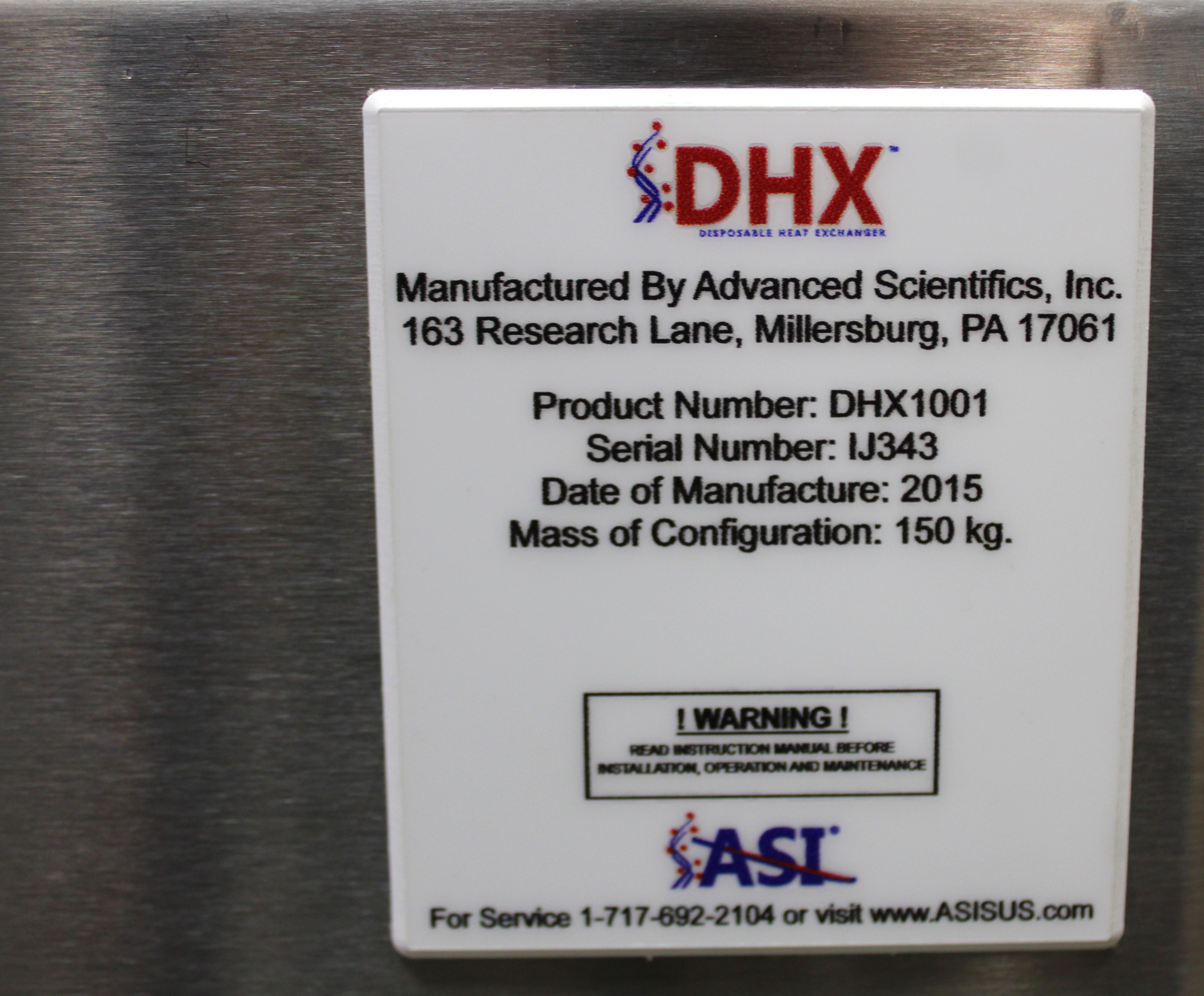 Advance DHX1001 Modular Heat Exchanger System Sterile Fluid Path