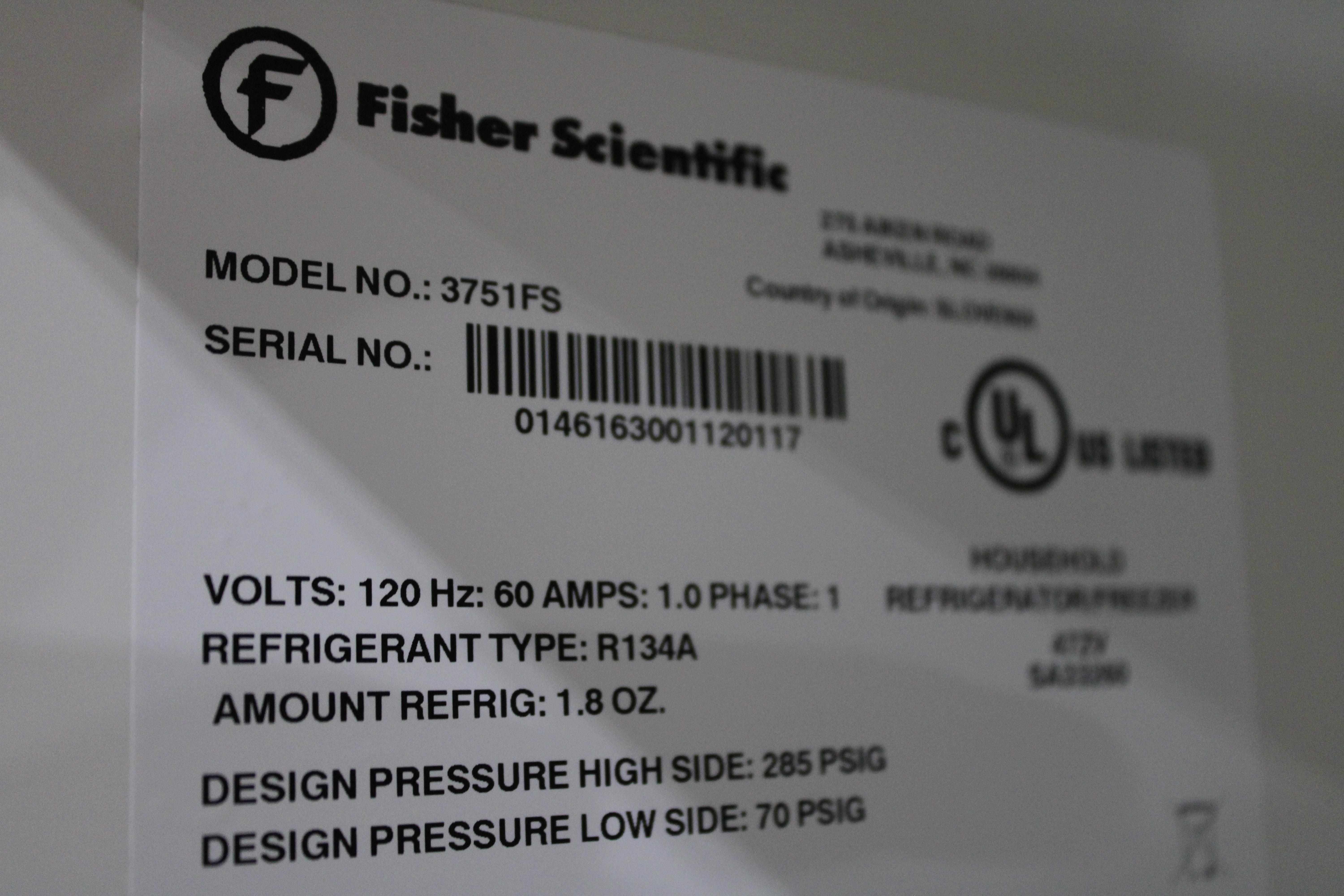 Fisher 3751FS Undercounter Refrigerator 5.6 cu ft Temp Range 1-12C 120V