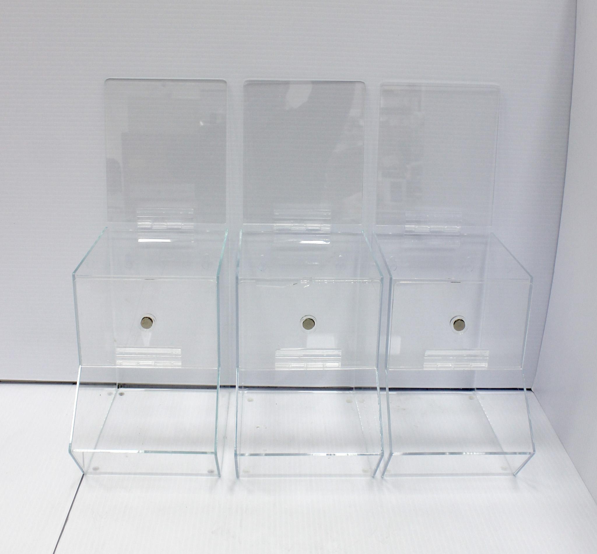 VWR 10032-084/086 Acrylic Dispensing Bins, Lot of 5, Medium/Small Sizes Used