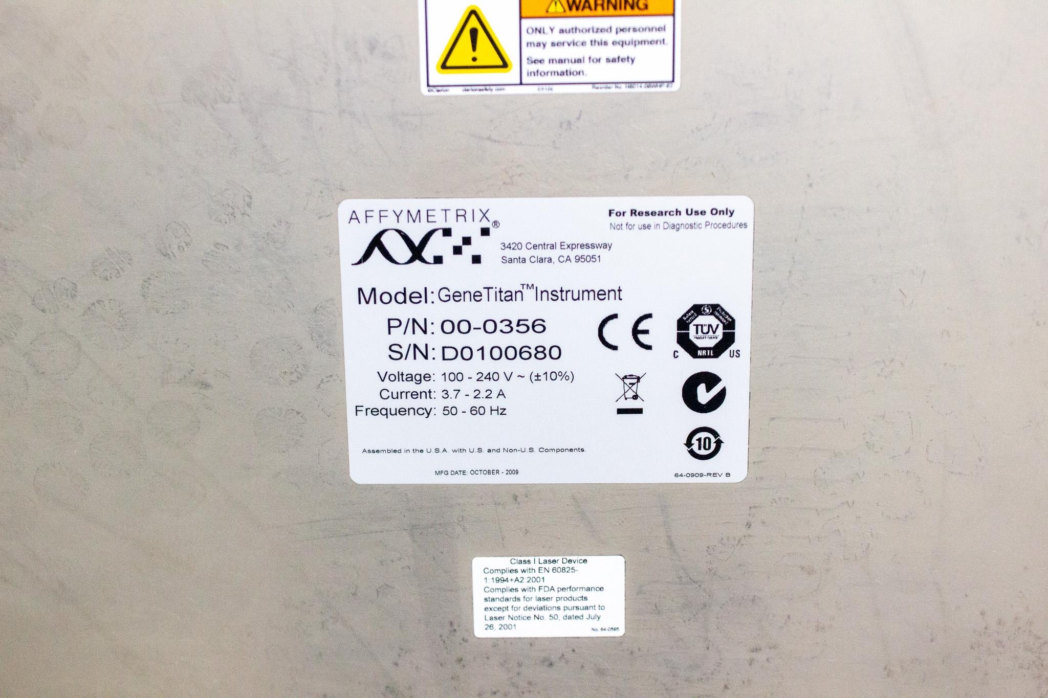 Affymetrix GeneTitan MC Instrument Genetic Analysis Automation Array Plate