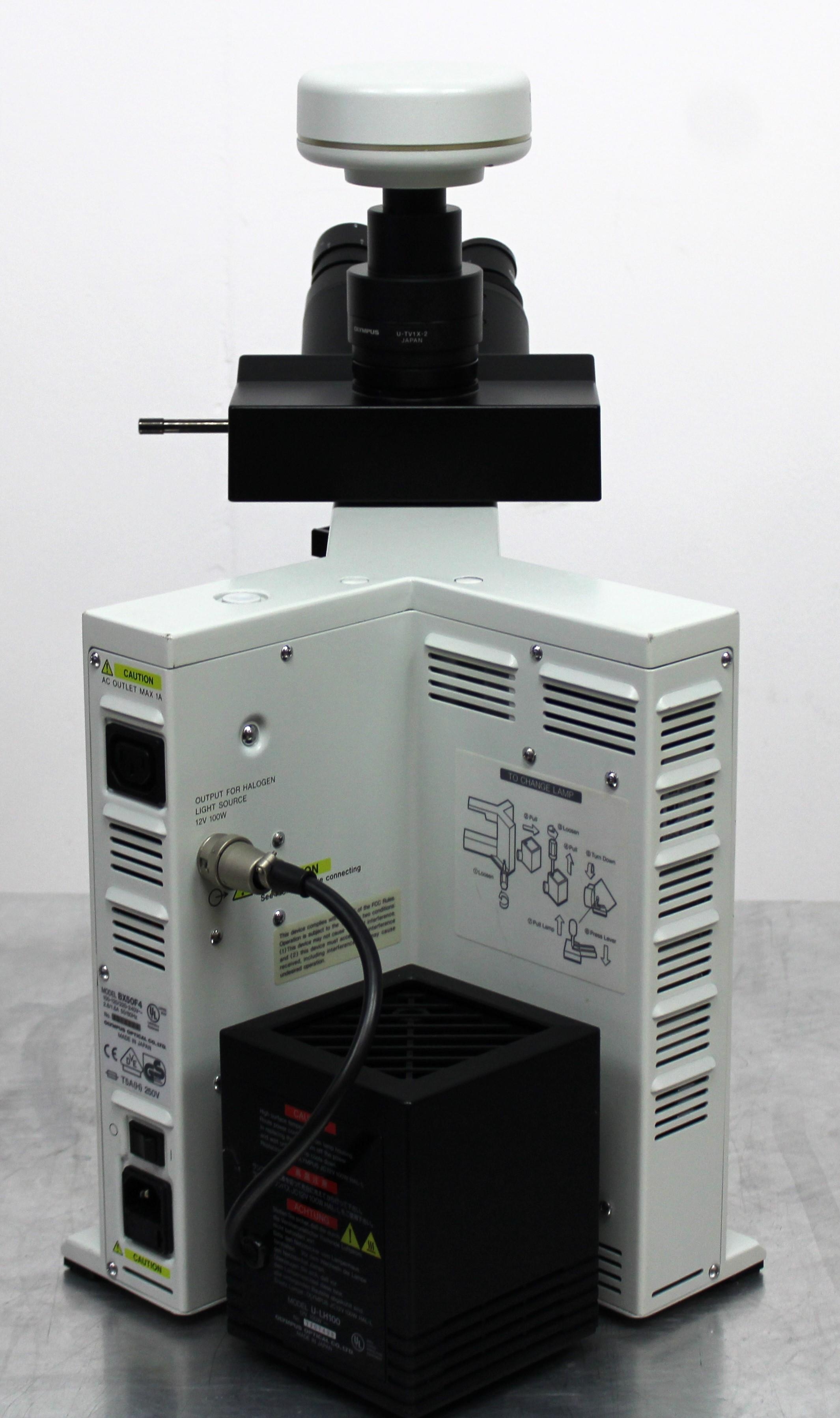 Olympus BX50F4 Microscope Imager 10x/0.25 4x/0.10 Lenses Halogen DP-12 Camera