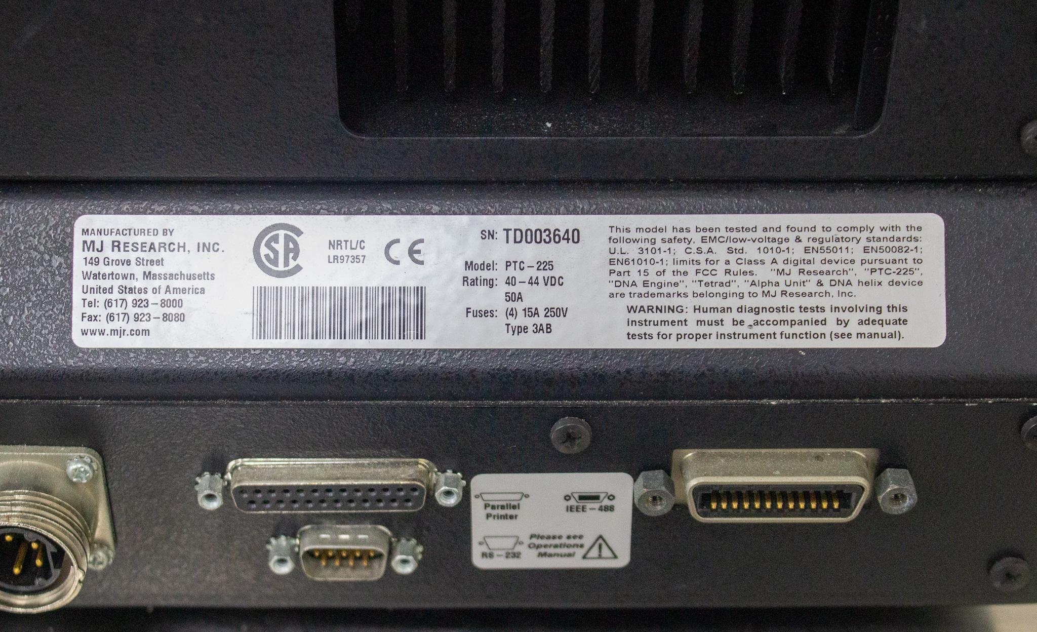 MJ Research PTC-225 Thermal Cycler with 4 Alpha Blocks for PCR